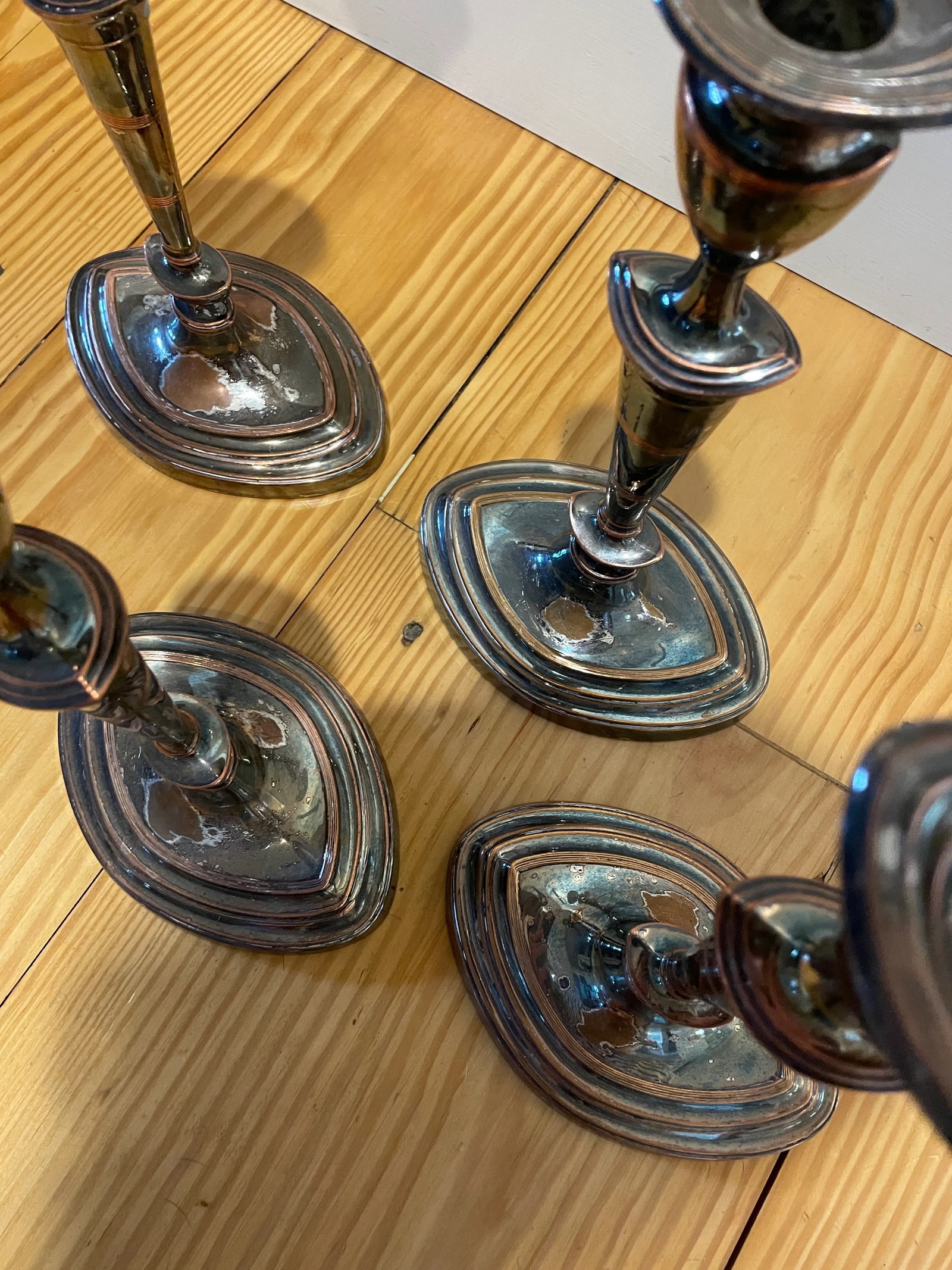 Mid 19th Century Barker Ellis Neoclassical Silver Plate Candlesticks - Set of 4 - 8