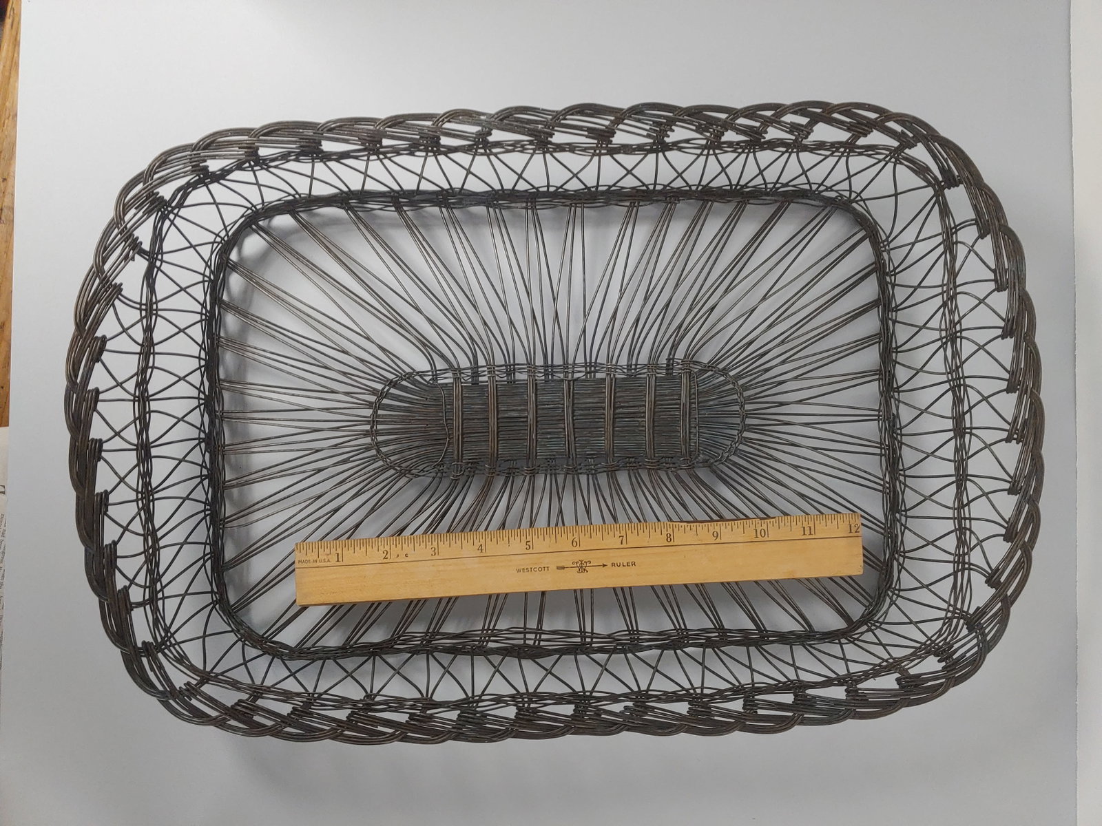 Vintage Rectangular Wire Basket - 4