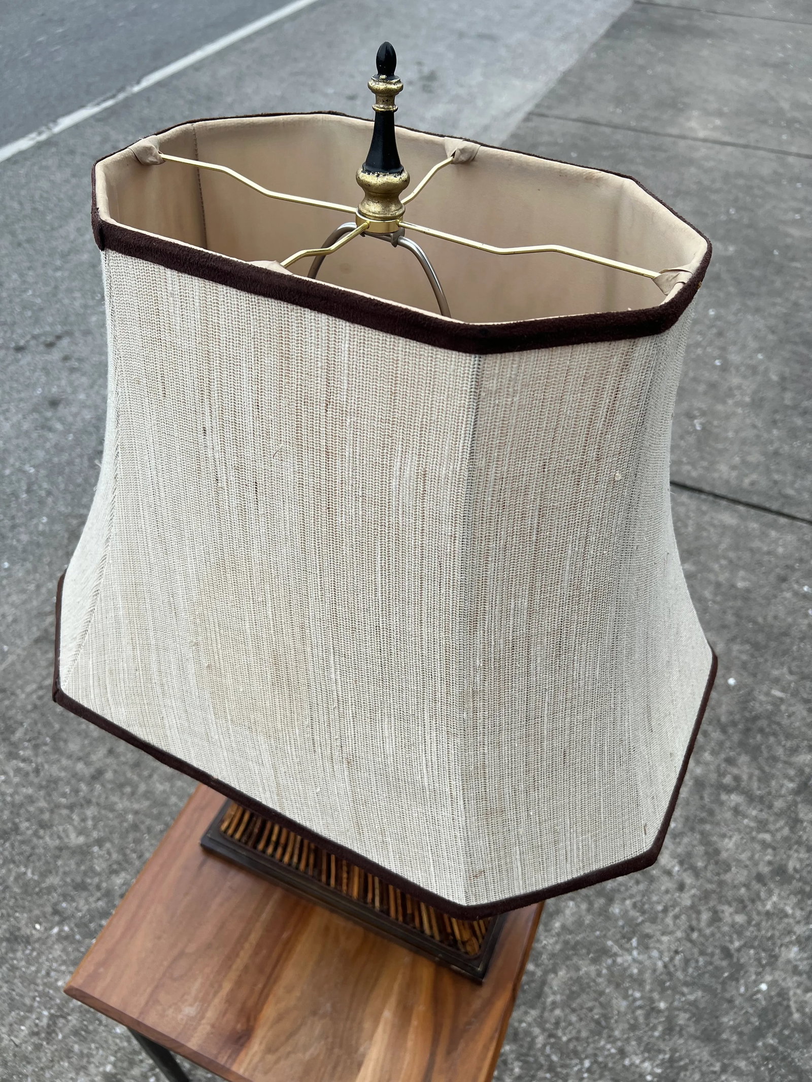 1980s Rattan Lamp on Wood Base - 2