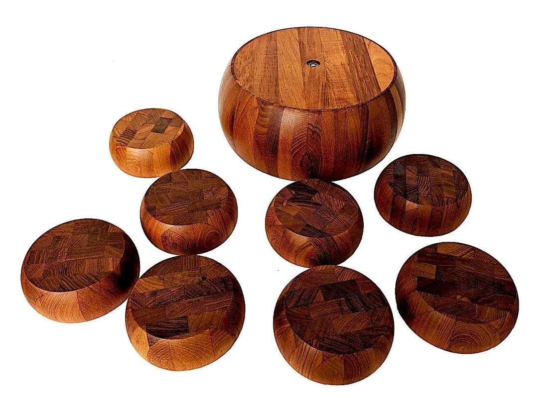 1960s Digsmed Staved Teak Wood Bowls, Set of 9 - 9