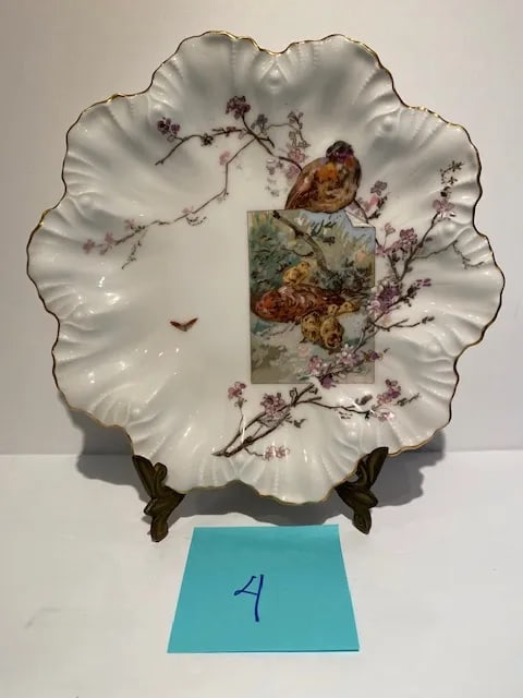 Antique Limoges Porcelain Scalloped Aesthetic Plates- Set of 6 - 5