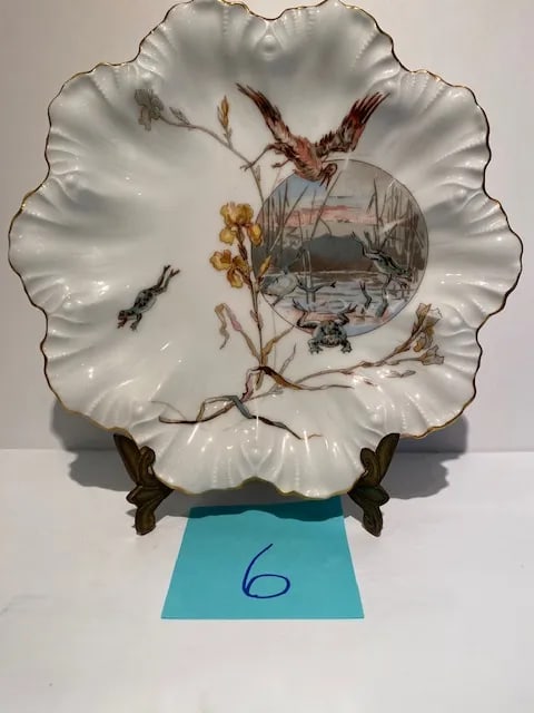 Antique Limoges Porcelain Scalloped Aesthetic Plates- Set of 6 - 7