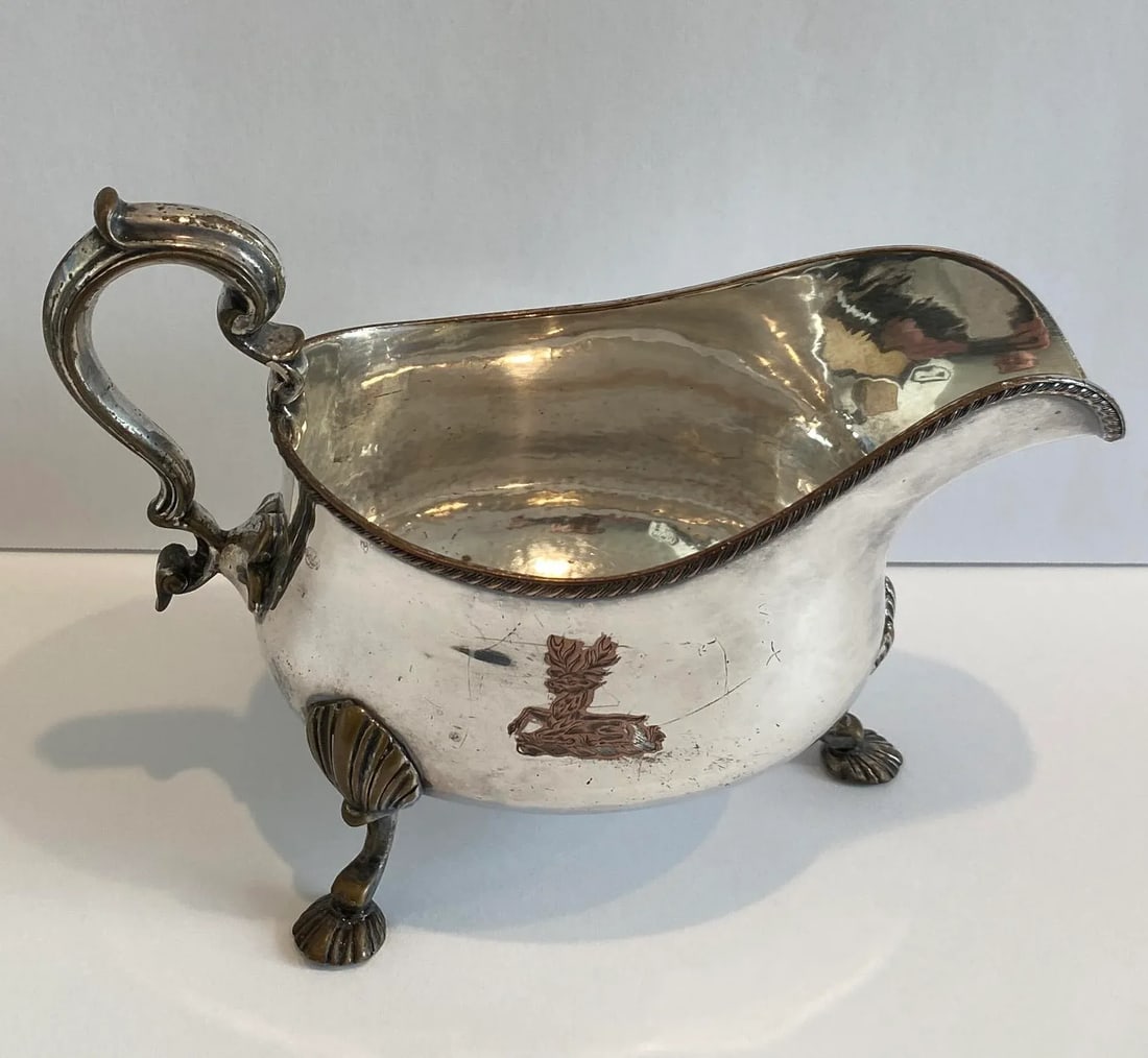 Old Sheffield Silverplate Armorial Sauce Boat - 11