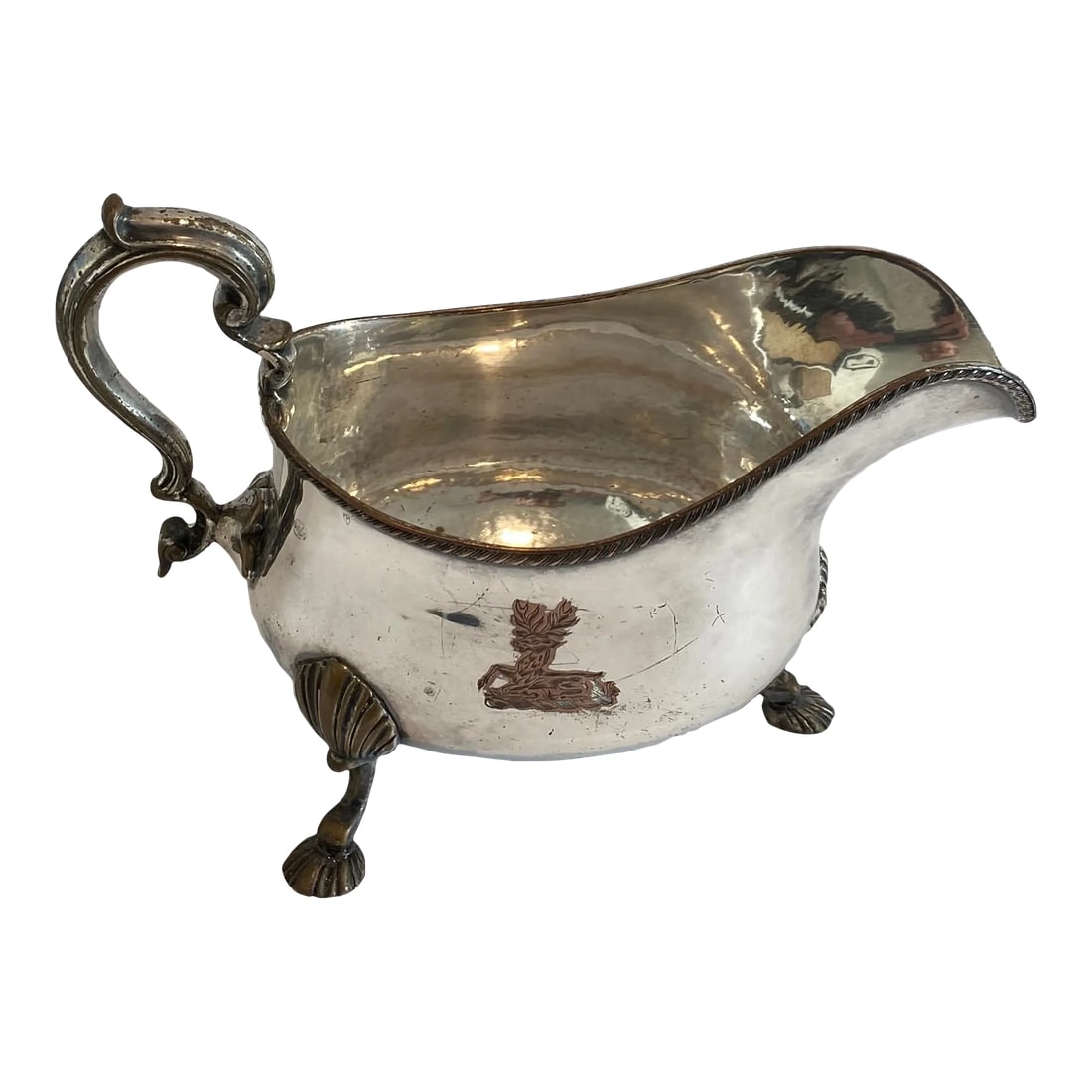 Old Sheffield Silverplate Armorial Sauce Boat (1 of 11)