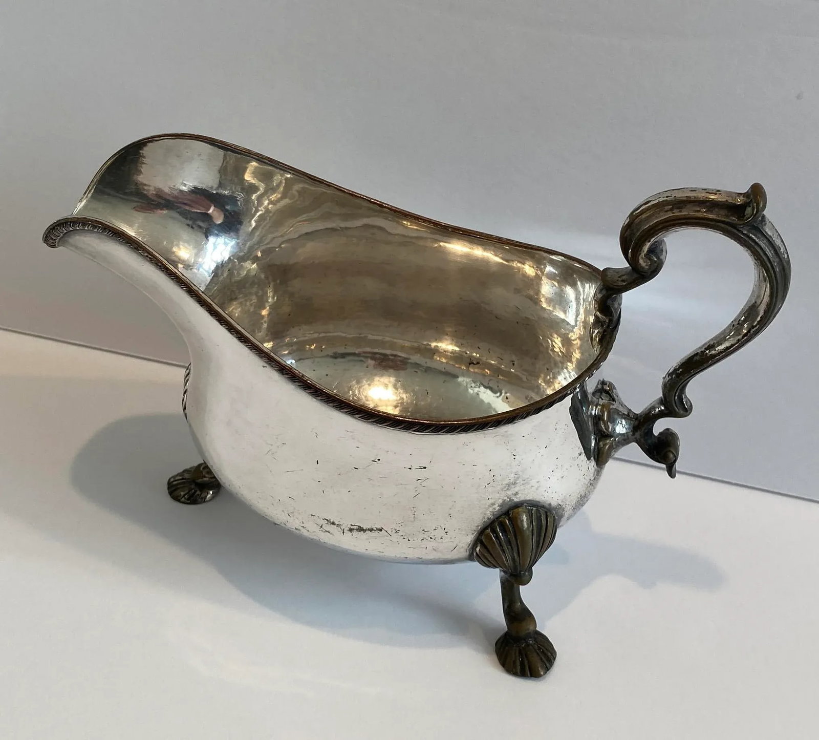 Old Sheffield Silverplate Armorial Sauce Boat - 2