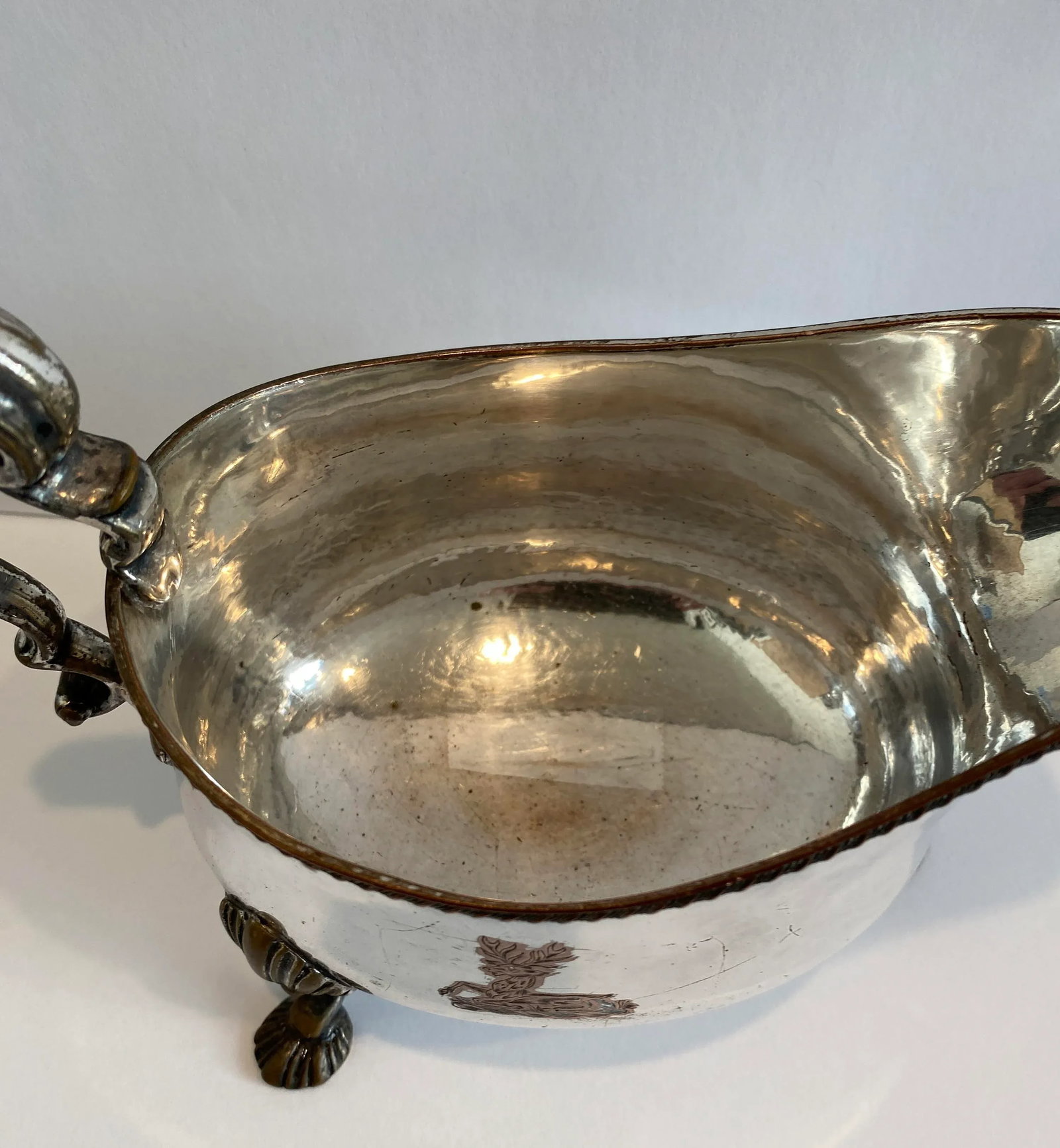 Old Sheffield Silverplate Armorial Sauce Boat - 3