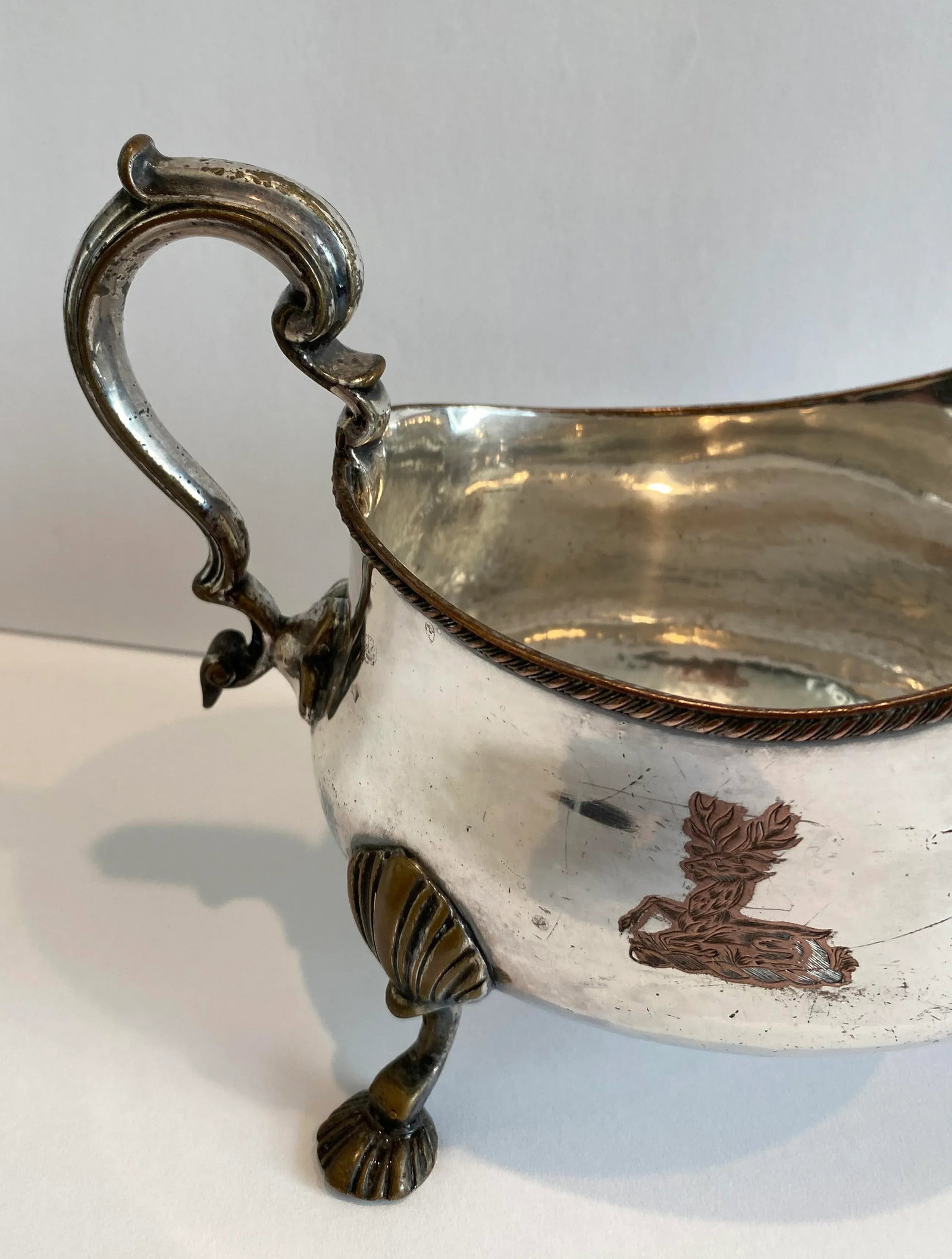 Old Sheffield Silverplate Armorial Sauce Boat - 7