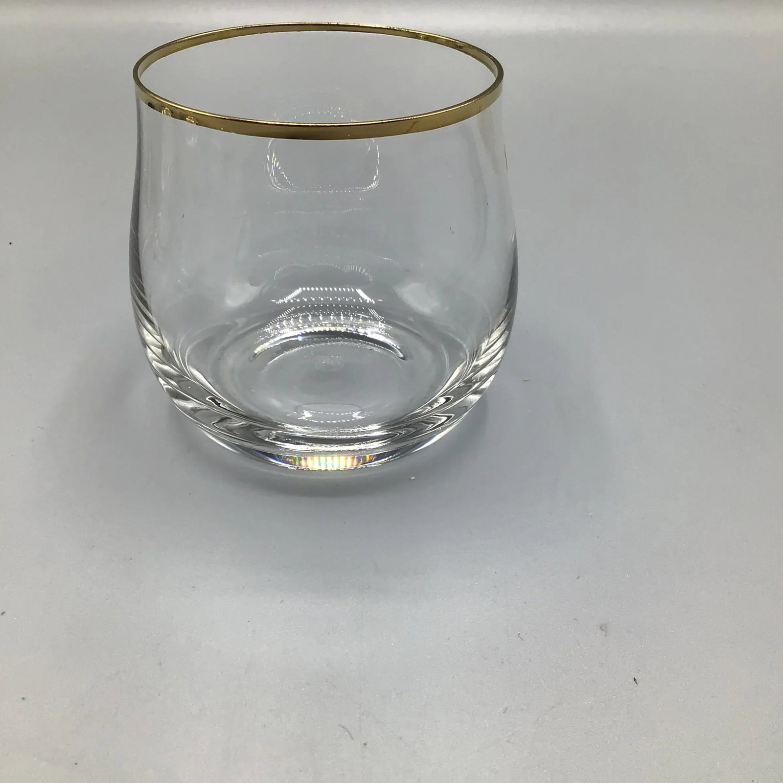 Bohemian Crystalex Geneve Old Fashion Gold Rim Whiskey/Scotch/Bourbon Glasses With Pressed Teak Tray - 4