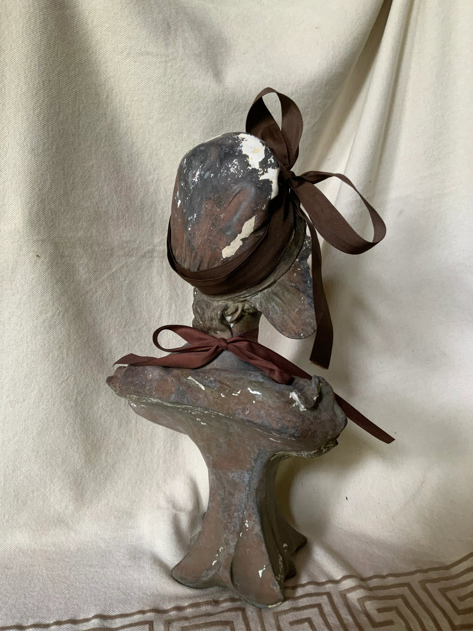 Antique French Art Nouveau Cast Iron Bust of a "Coquette" After Pablo Rigual - 9