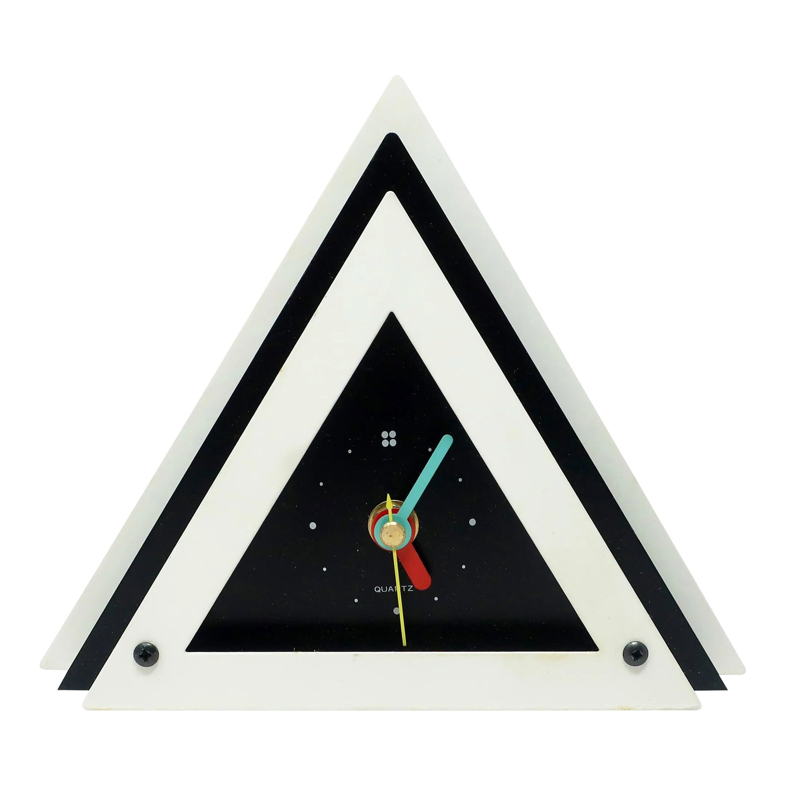 1980s Black & White Stacked Desk or Mantel Clock (1 of 8)