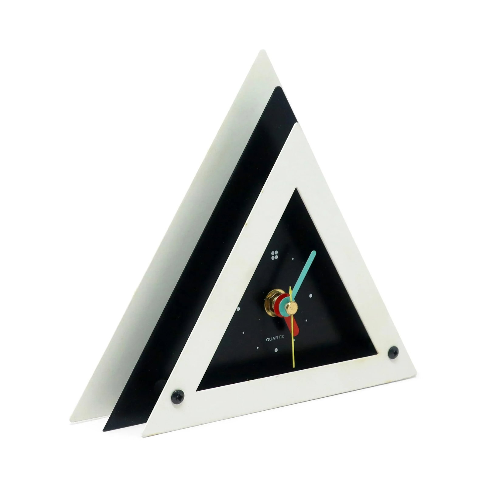 1980s Black & White Stacked Desk or Mantel Clock - 3