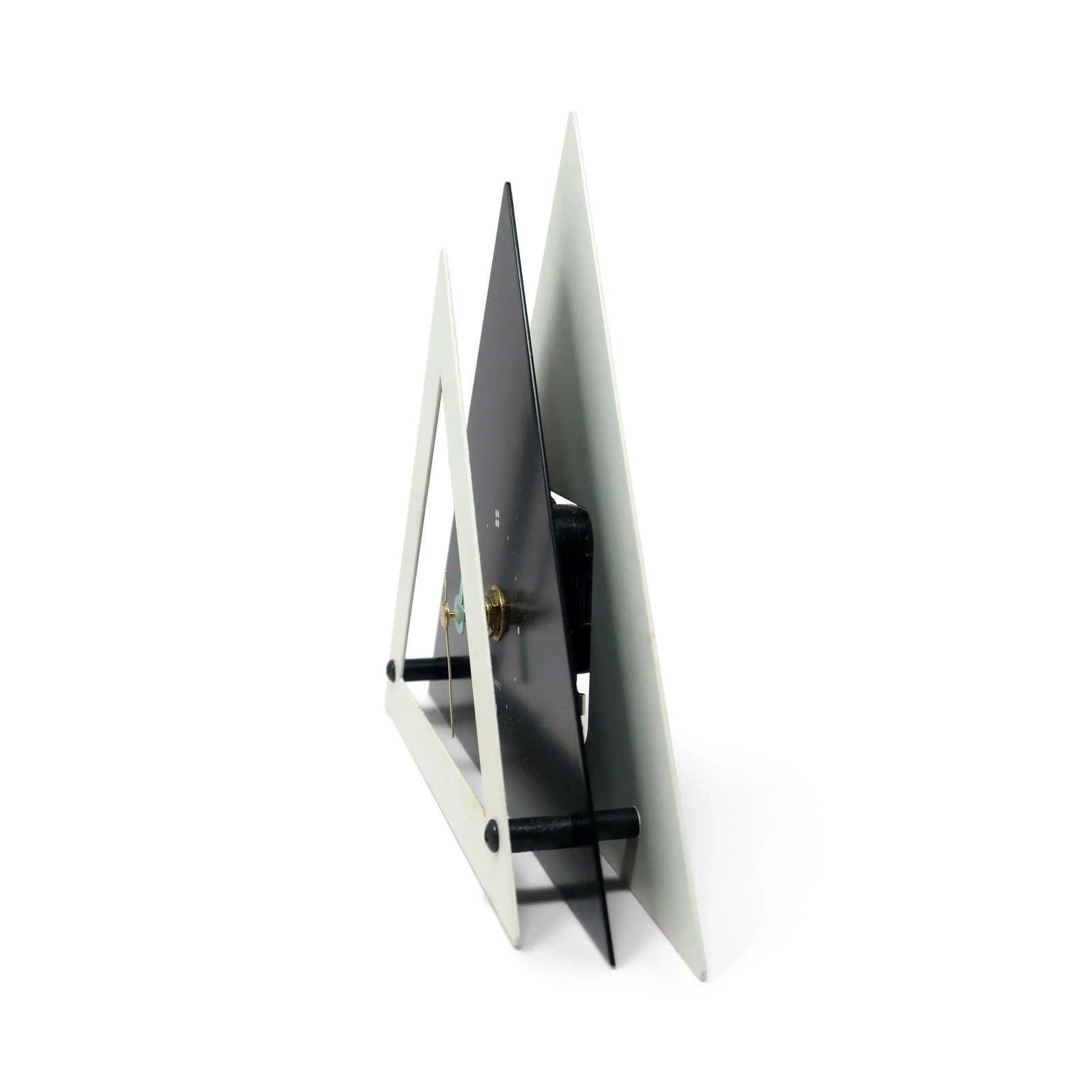 1980s Black & White Stacked Desk or Mantel Clock - 8