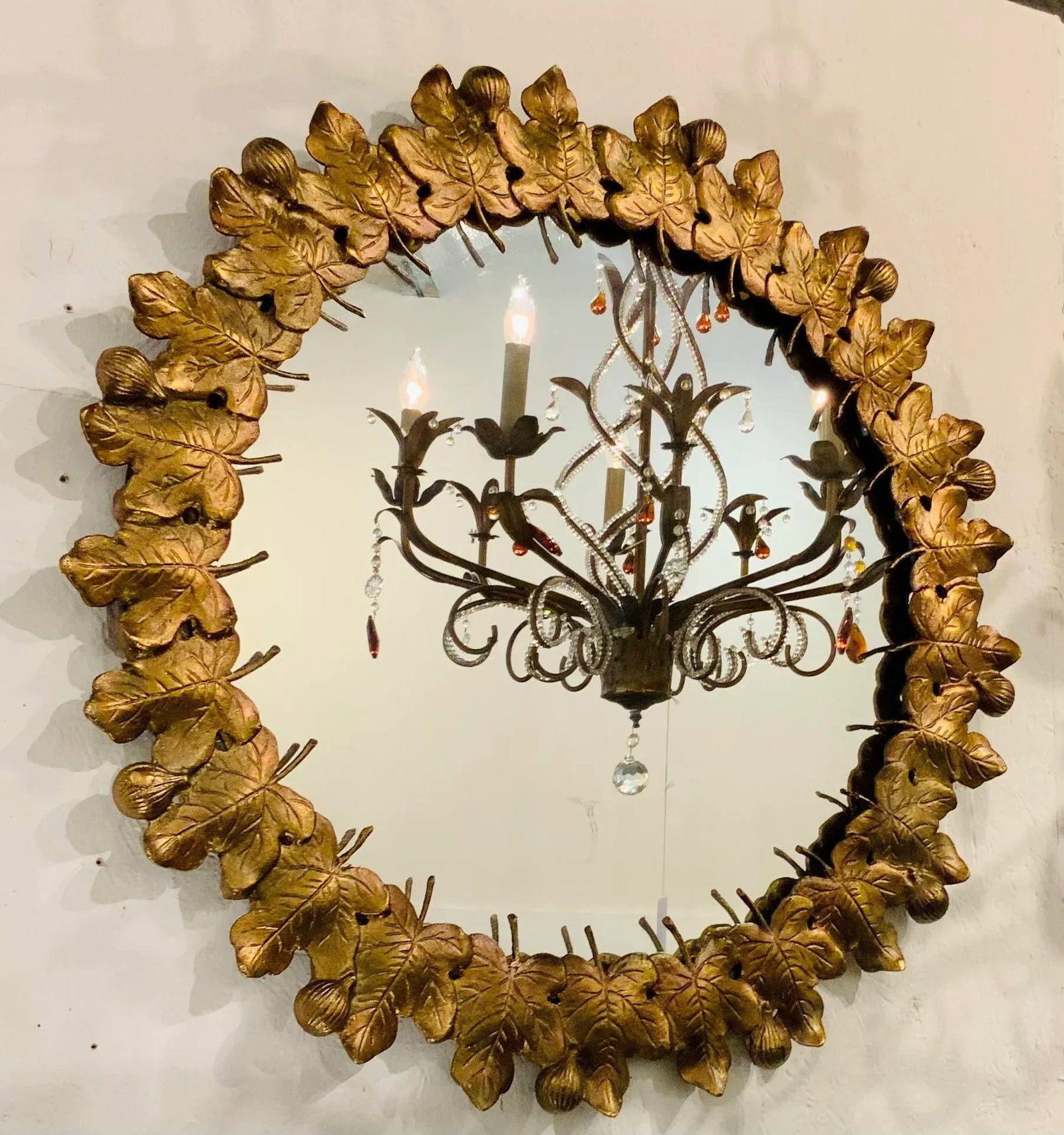 Currey & Co. Transitional Gold Finished Leaves Figuier Wall Mirror - 4