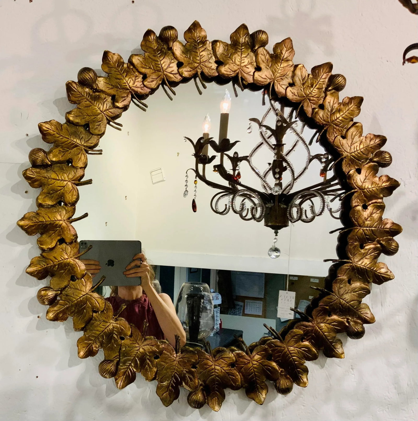 Currey & Co. Transitional Gold Finished Leaves Figuier Wall Mirror - 5