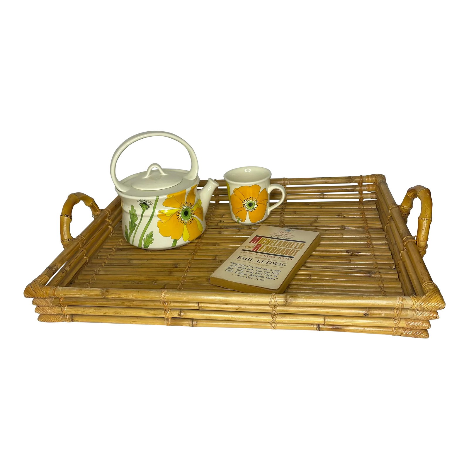 Large Vintage Bamboo Pencil Reed Tray With Handles (1 of 6)