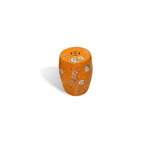 Asian Style Orange Garden Stool - 2
