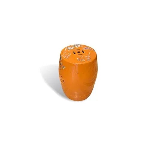 Asian Style Orange Garden Stool - 3