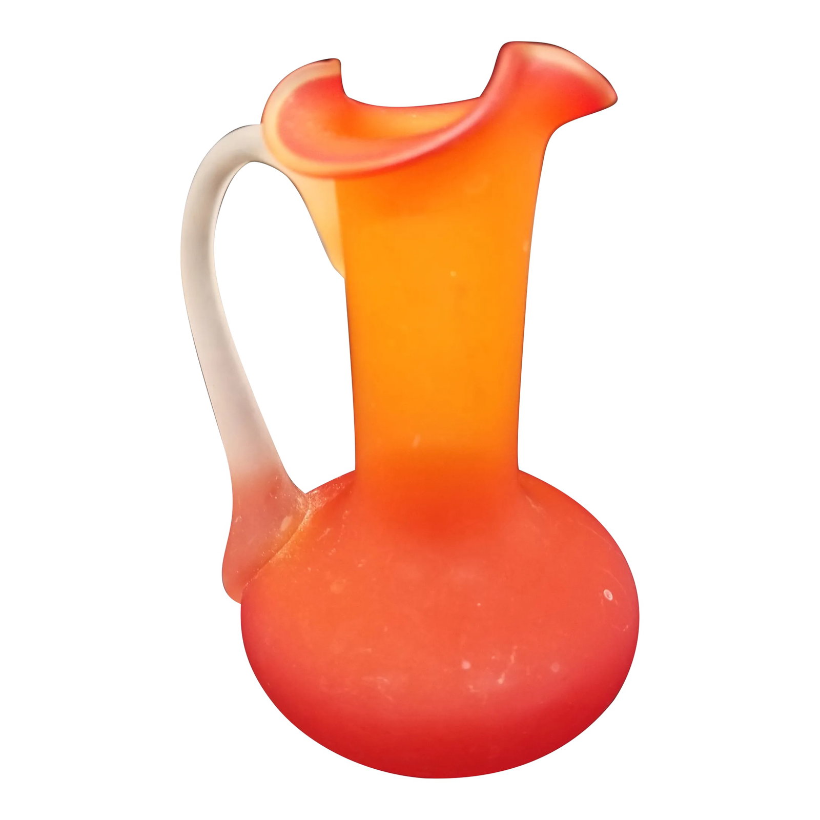 Vintage Miniature Satin Pilgrim Glass Hand Blown Pitcher: Vintage Miniature Satin Pilgrim Glass Hand Blown Pitcher, Orange hues Condition: Alterations: Original Condition Unaltered Imperfections: Some Imperfections Condition Notes: Age,vintage Materials &