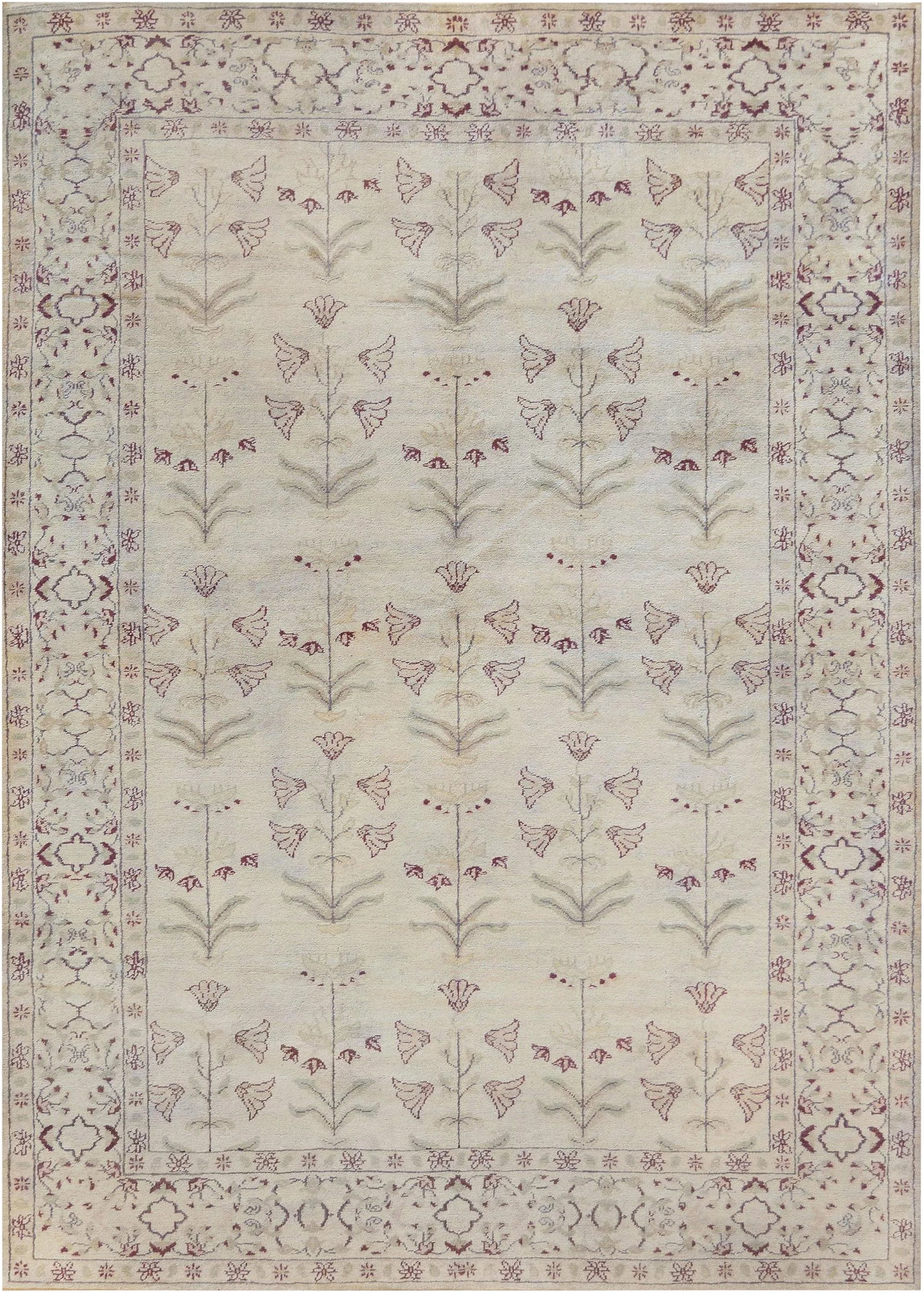 Mansour Genuine Handwoven Agra Rug - 6'2" X 8'8": This Beautiful high quality rug from Egypt features the classic Agra tulope design and a masterful color combination. 100% natural wool pile. Brand new. Condition: Alterations: Original Condition
