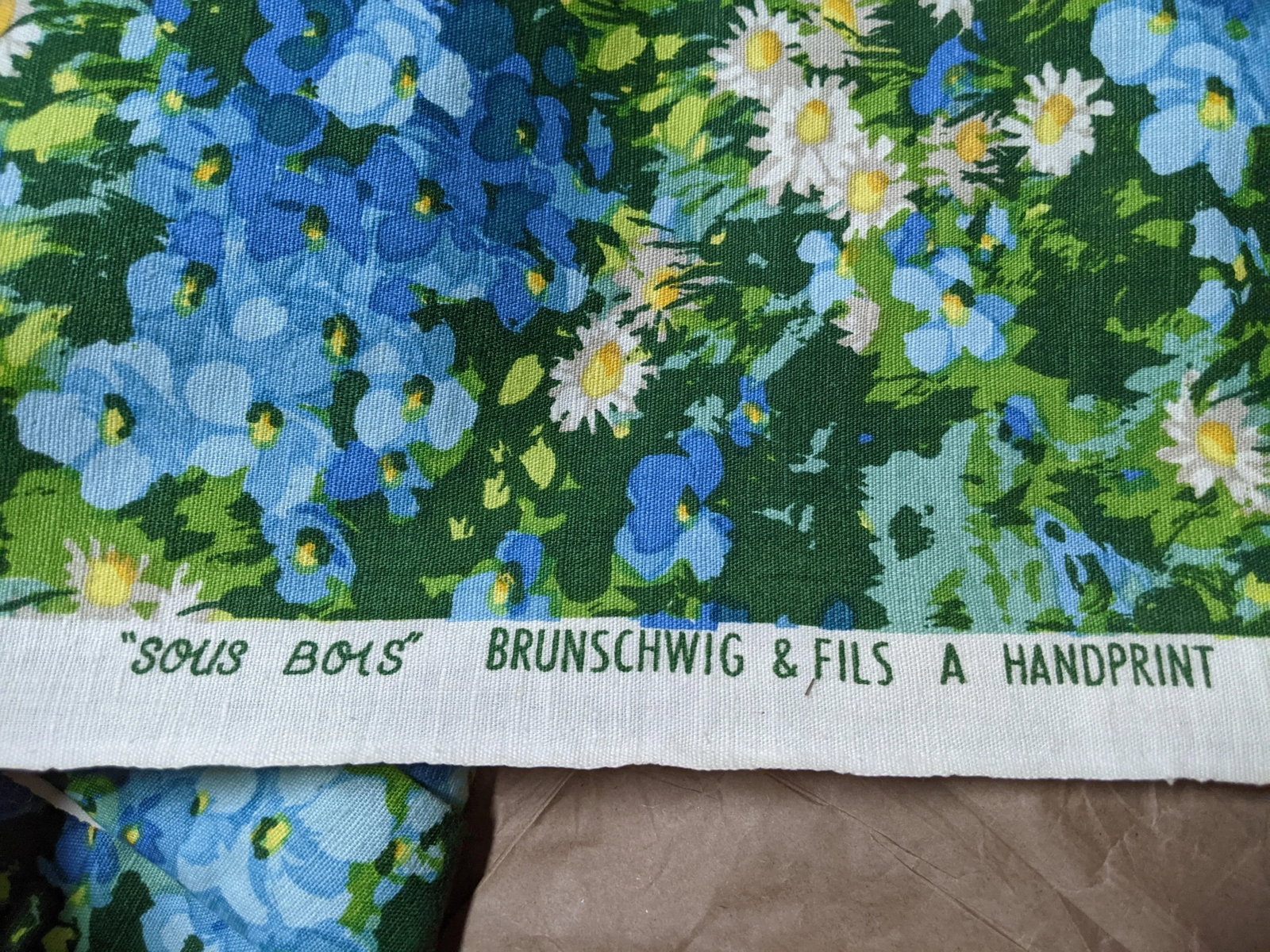 Vintage 1960s Brunschwig and Fils Hand Printed Impressionist Floral Upholstery Fabric 1+ Yard - 2