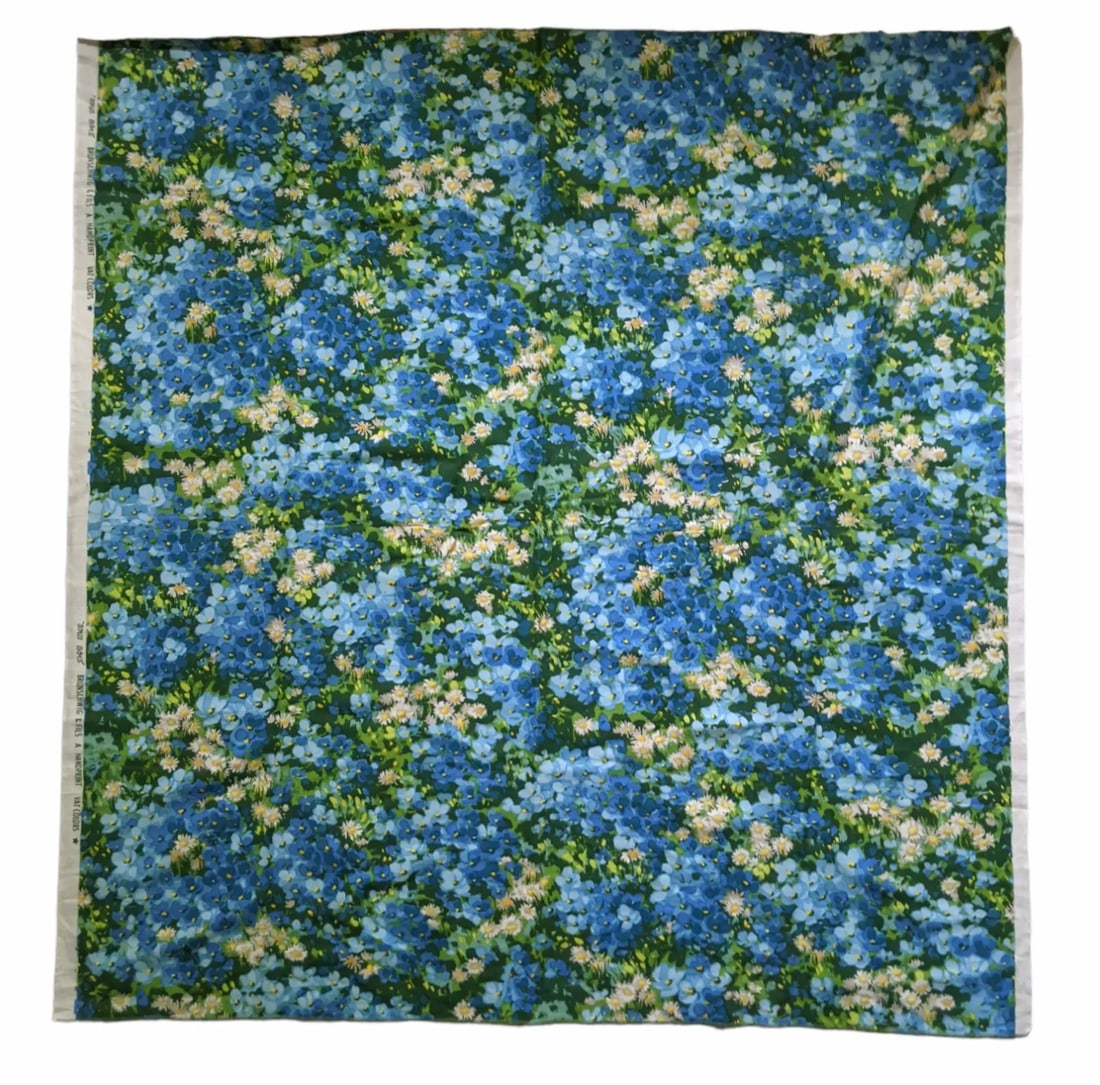 Vintage 1960s Brunschwig and Fils Hand Printed Impressionist Floral Upholstery Fabric 1+ Yard - 5