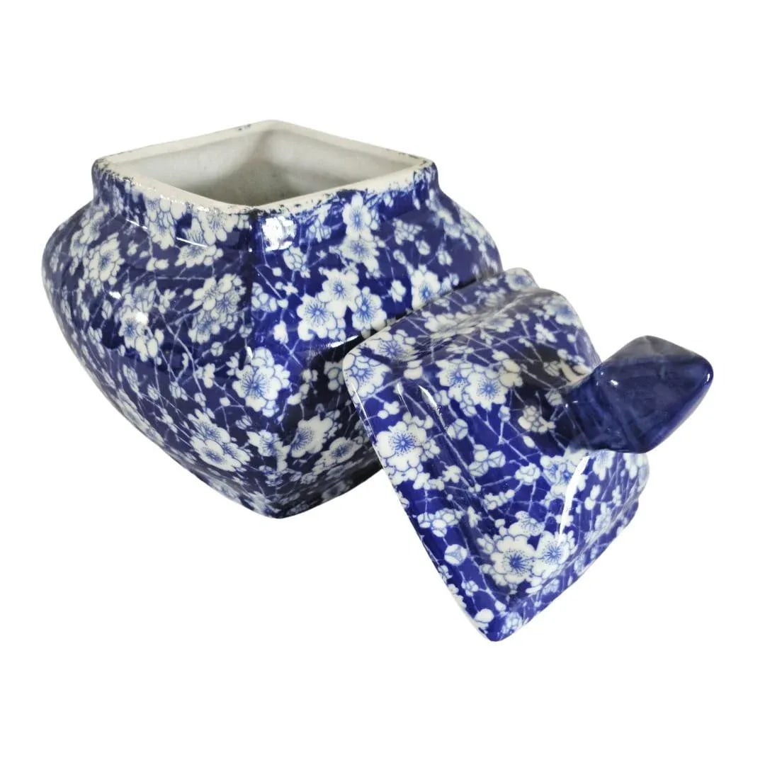 Blue and White Chinoiserie Earthenware Jar With Lid - 3