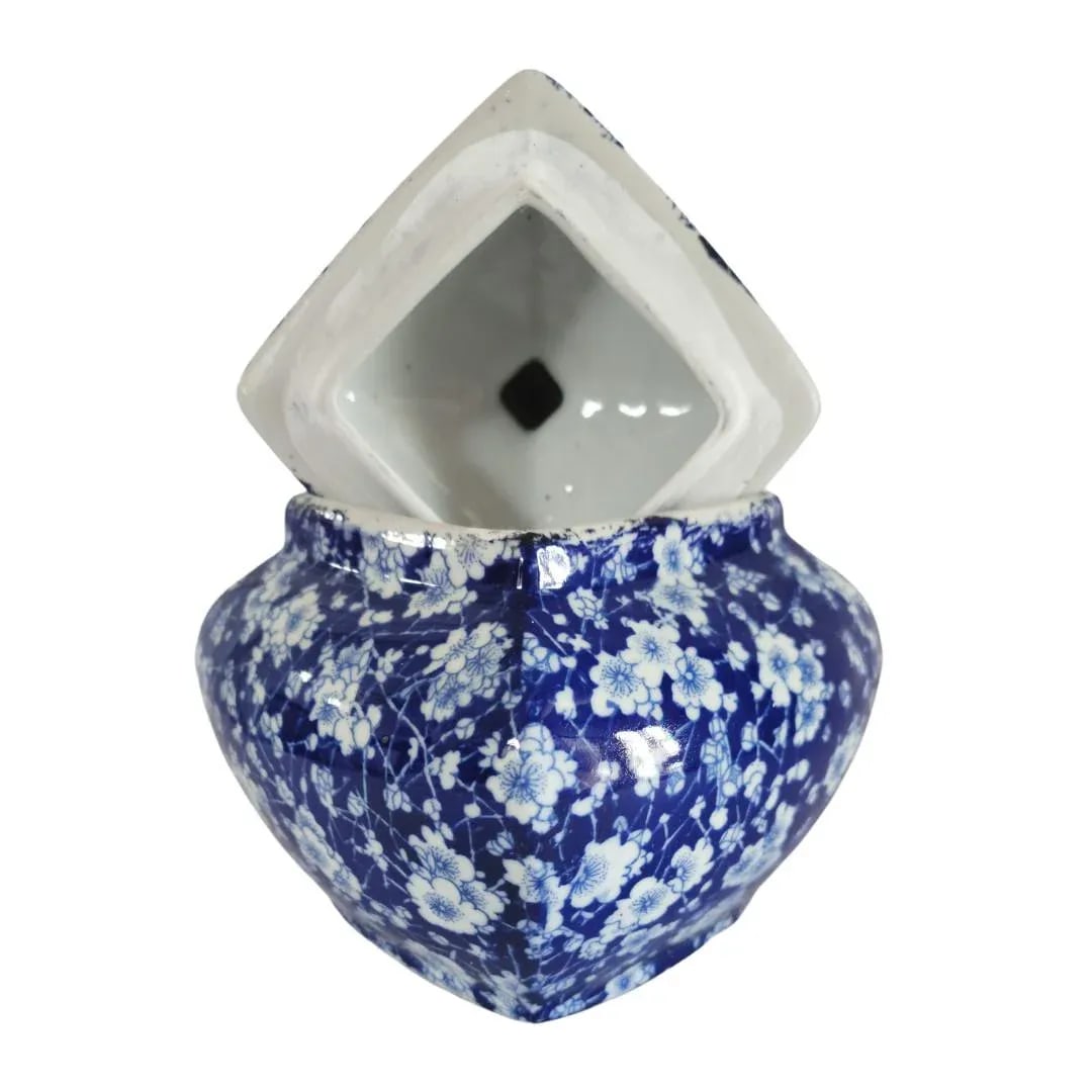 Blue and White Chinoiserie Earthenware Jar With Lid - 5