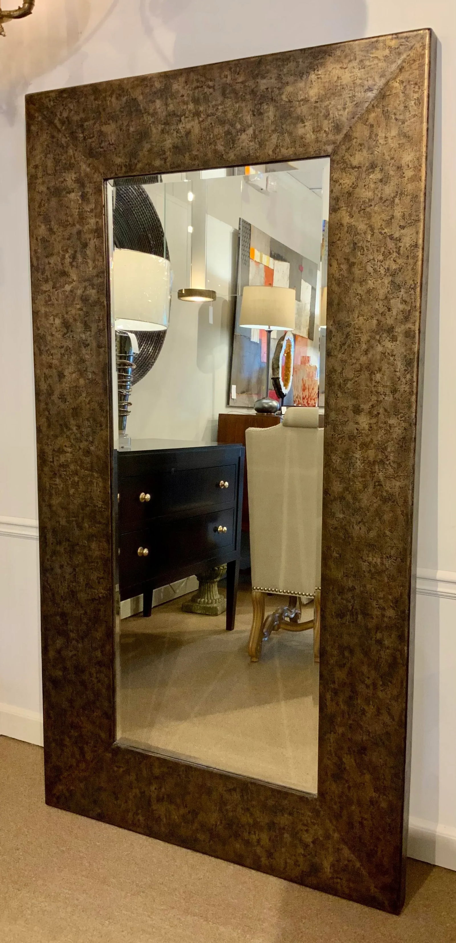 John Richard Modern Textured Bronze Finished Oversized Floor Mirror - 2
