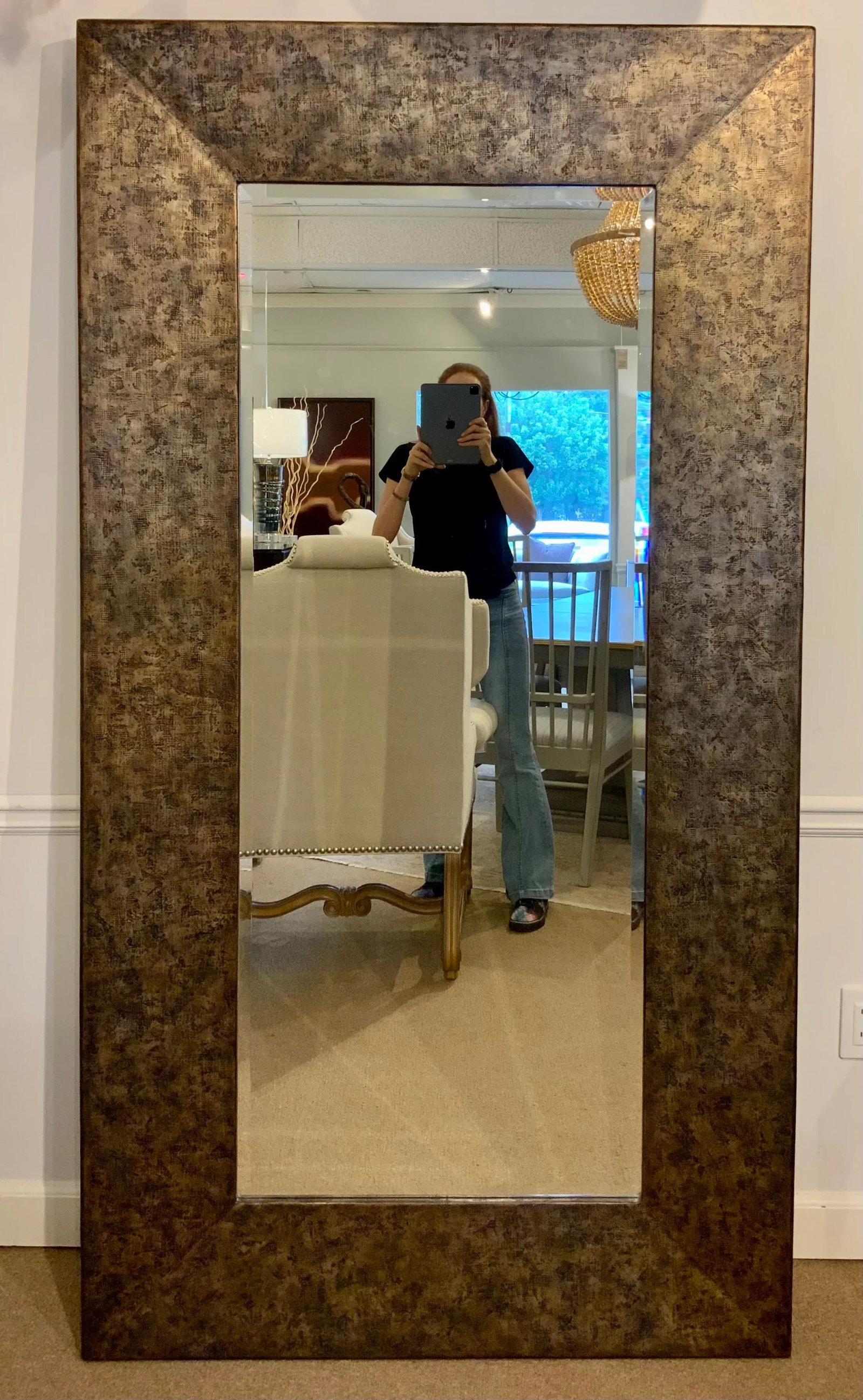 John Richard Modern Textured Bronze Finished Oversized Floor Mirror - 6