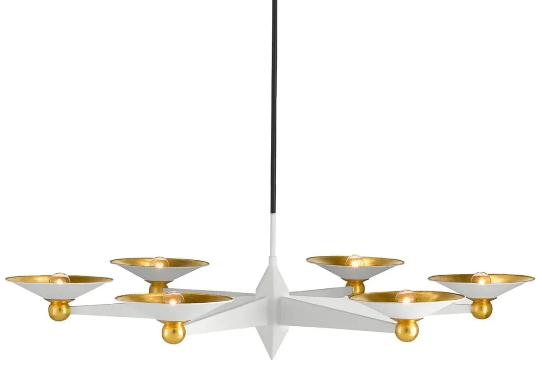 Currey & Co. Modern White and Gold Moderne Chandelier - 6
