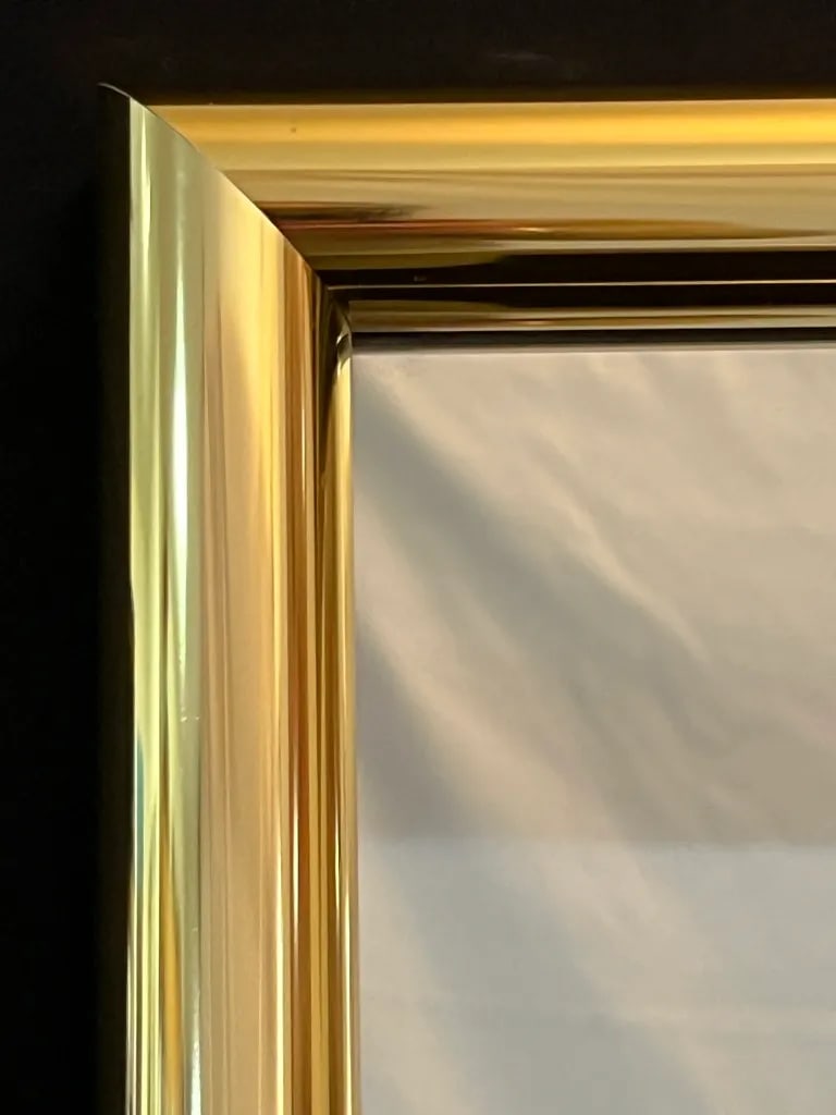 Large Mid-Century Modern Brass Framed Mirror - 2