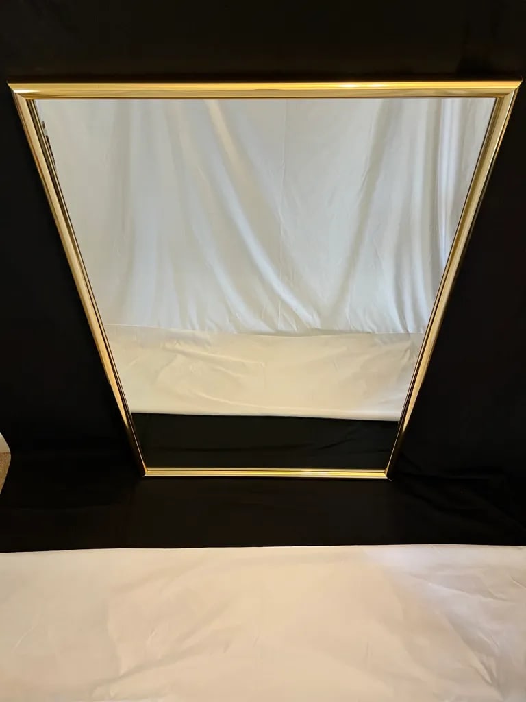Large Mid-Century Modern Brass Framed Mirror - 3