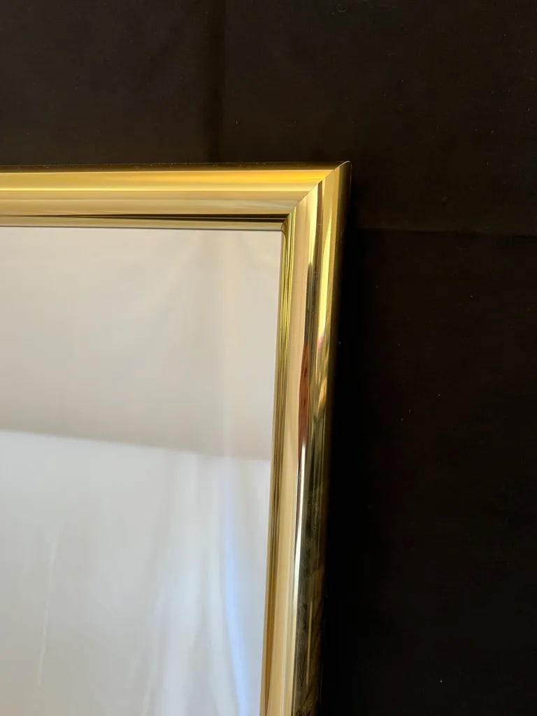 Large Mid-Century Modern Brass Framed Mirror - 4