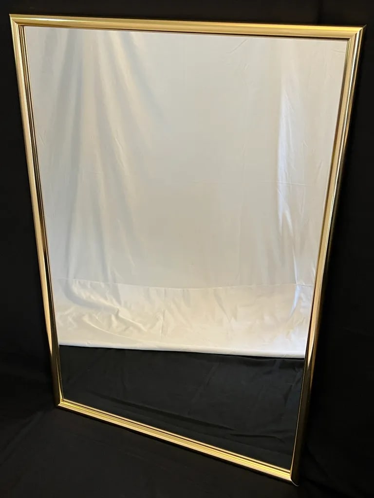 Large Mid-Century Modern Brass Framed Mirror - 9