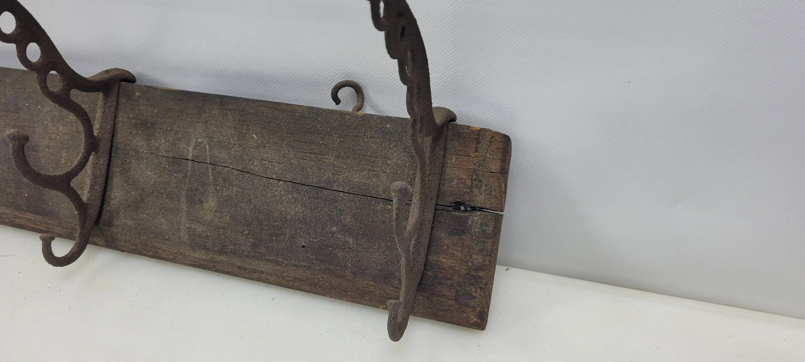 1920s Vintage Cast and Wood Wall Hanging Coat Hat Rack Store Display - 2