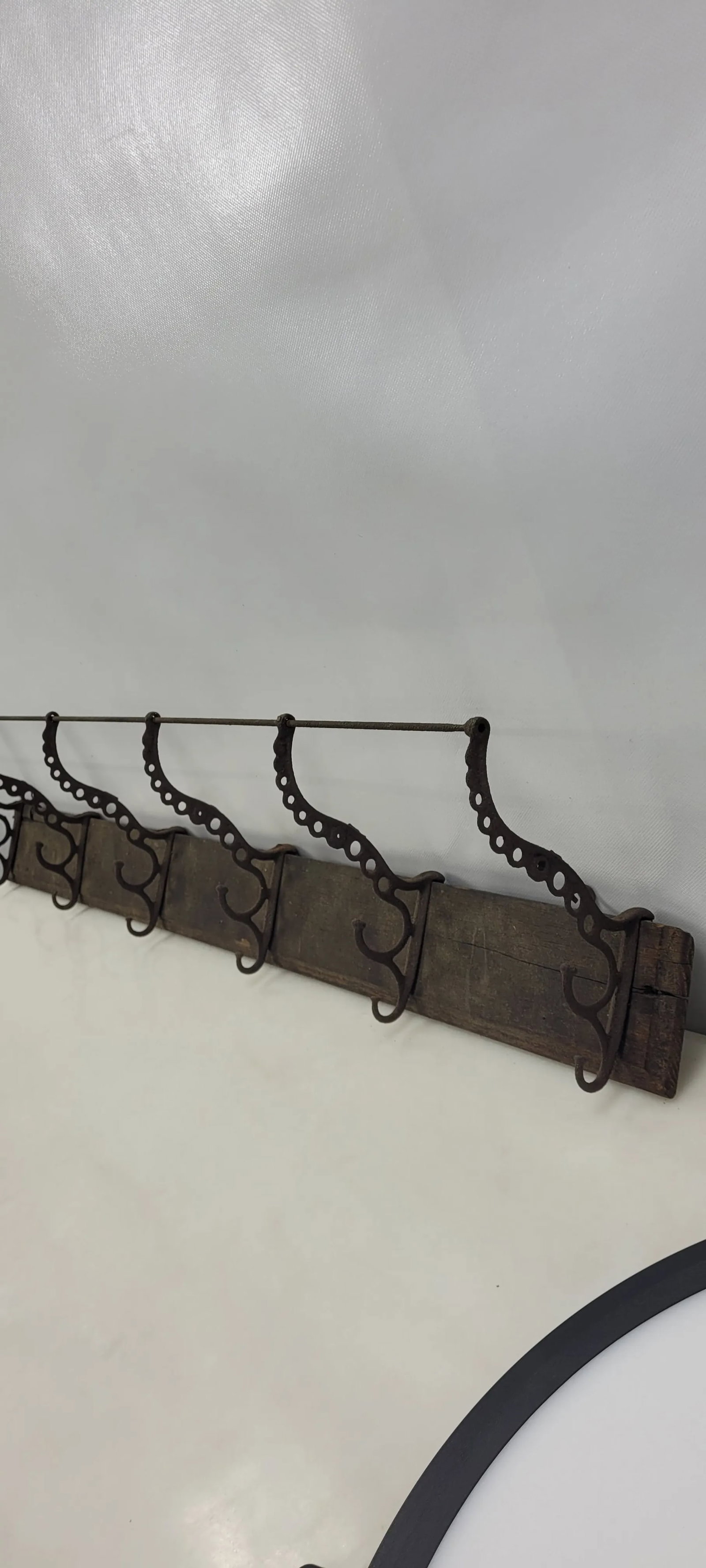 1920s Vintage Cast and Wood Wall Hanging Coat Hat Rack Store Display - 3