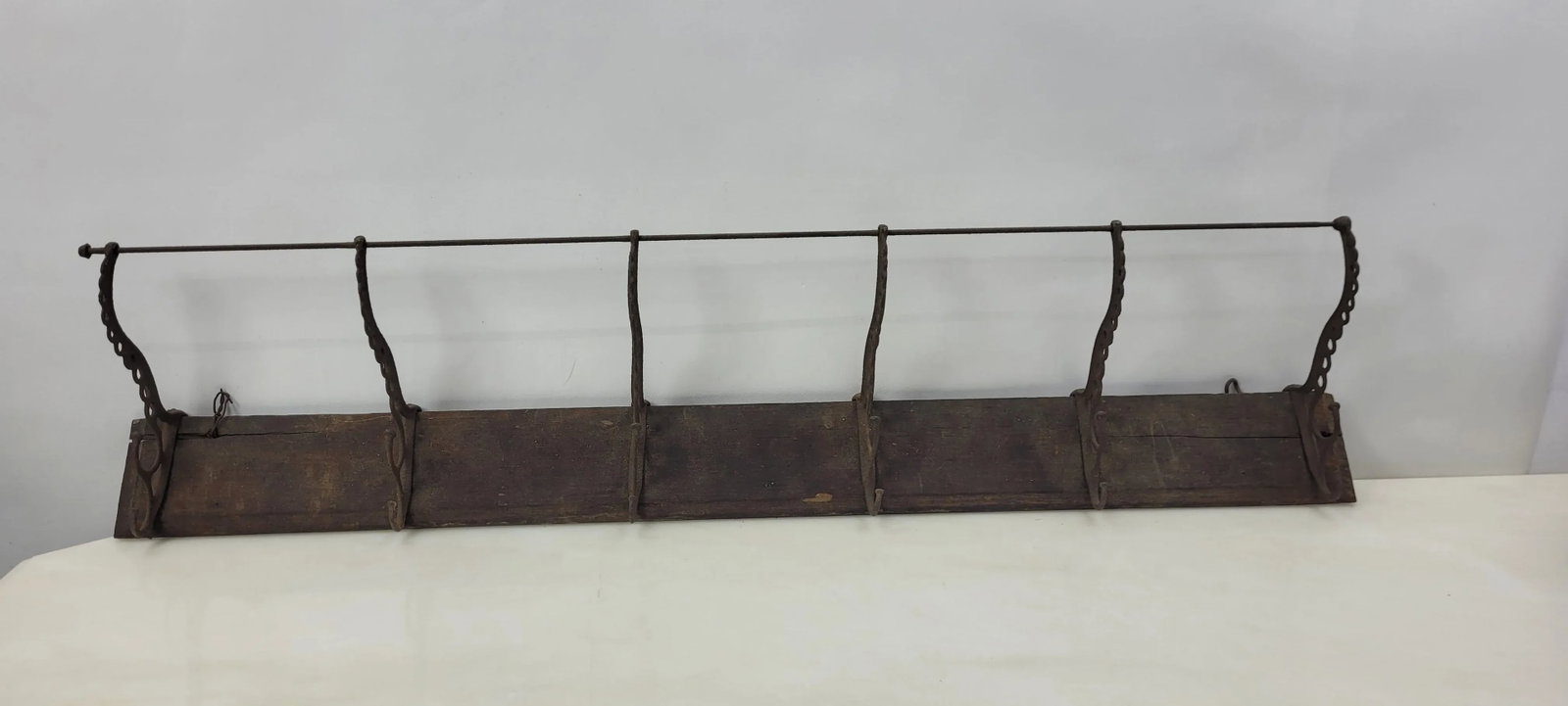 1920s Vintage Cast and Wood Wall Hanging Coat Hat Rack Store Display - 4