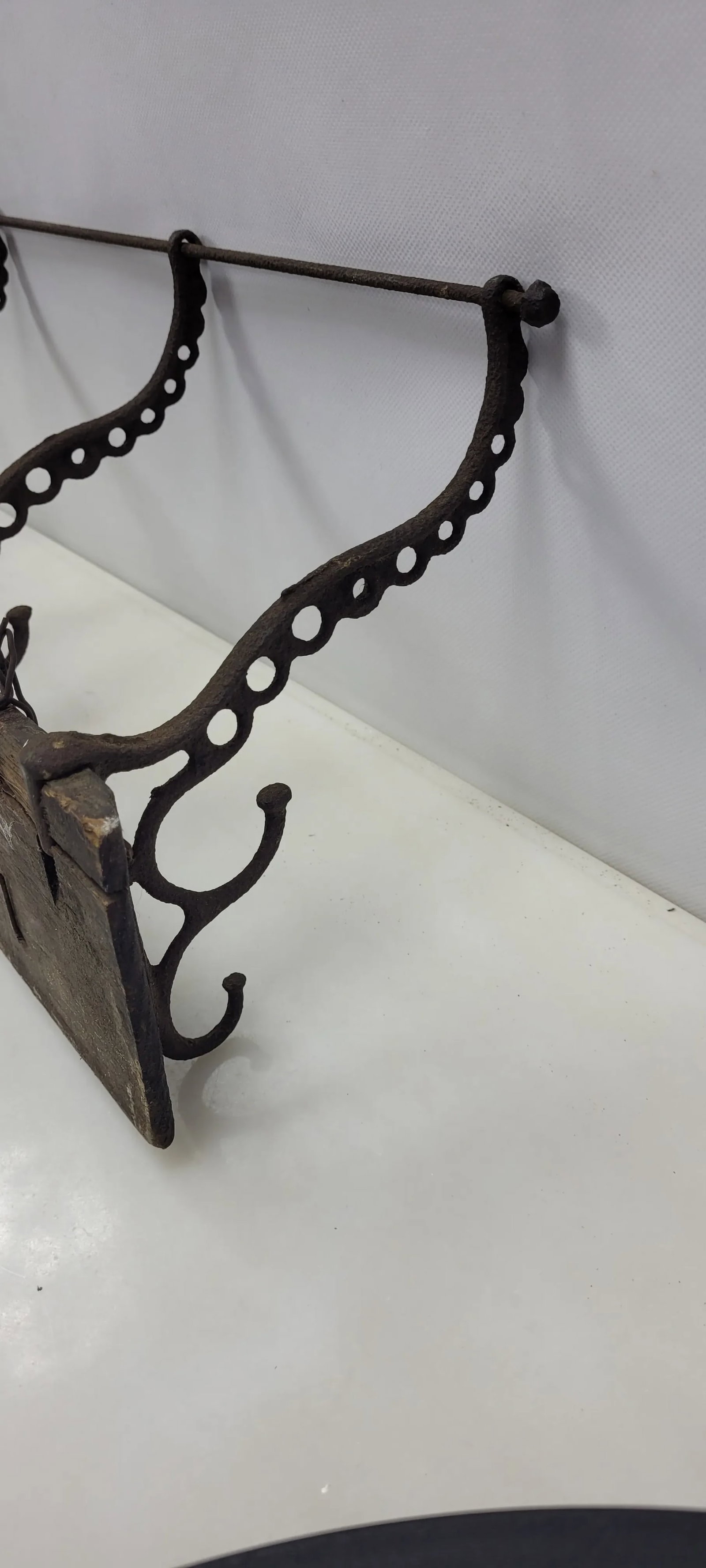 1920s Vintage Cast and Wood Wall Hanging Coat Hat Rack Store Display - 6