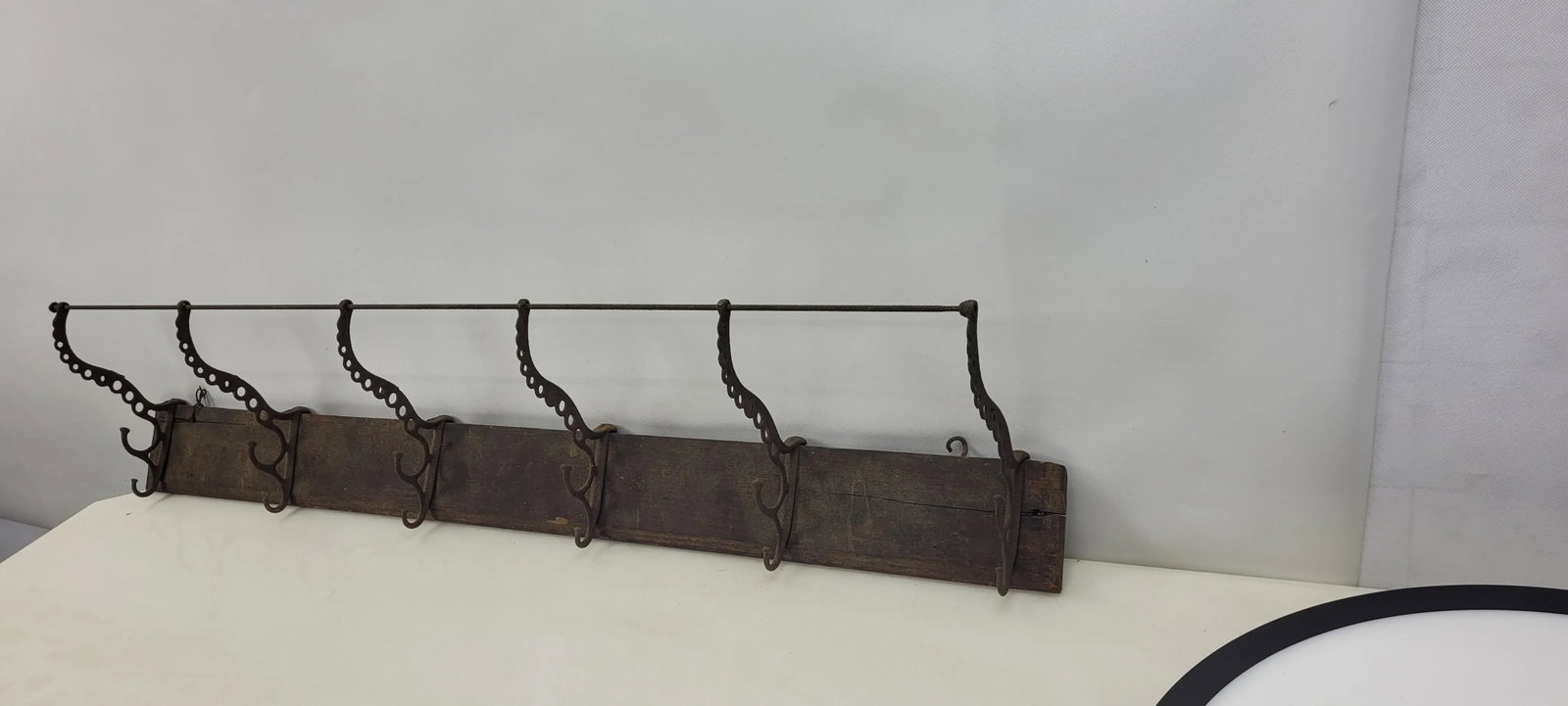 1920s Vintage Cast and Wood Wall Hanging Coat Hat Rack Store Display - 8