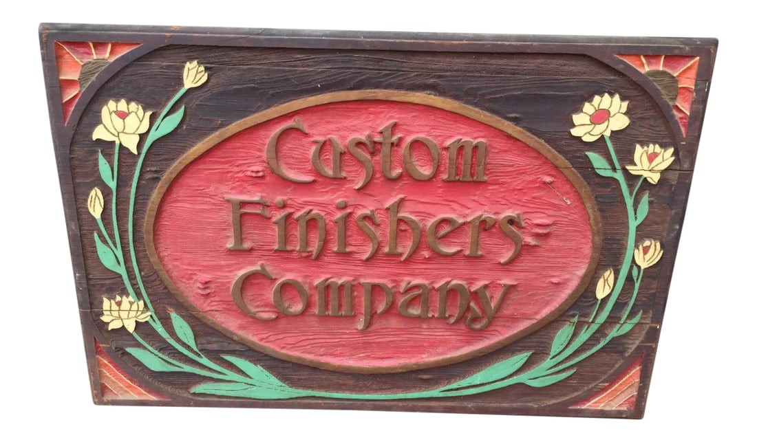 Vintage Hand Carved Wood Advertising Sign: Vintage hand carved wooden advertising sign Circa 1960s-70s From a Houston, Texas painter Condition: Condition Notes: Excellent - Minor wear consistent with age and history Materials &