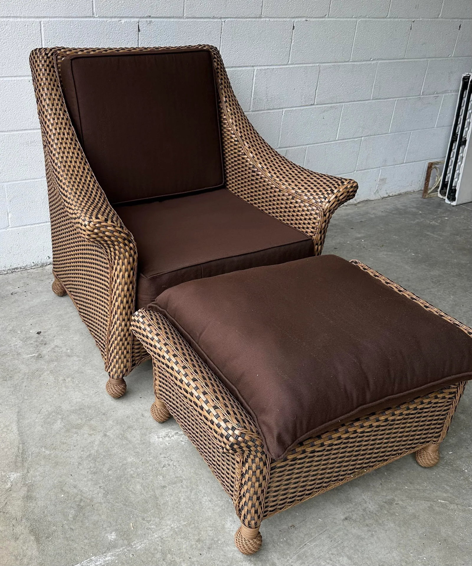 Tommy Bahama Weathered Resin Wicker Chair and Ottoman, 2 Pieces - 3