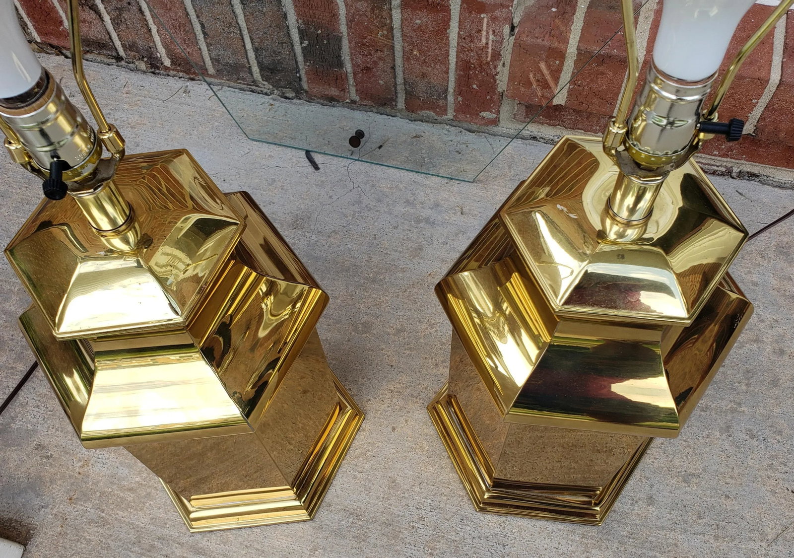 1980s Modern Polished Brass Table Lamps - a Pair - 2