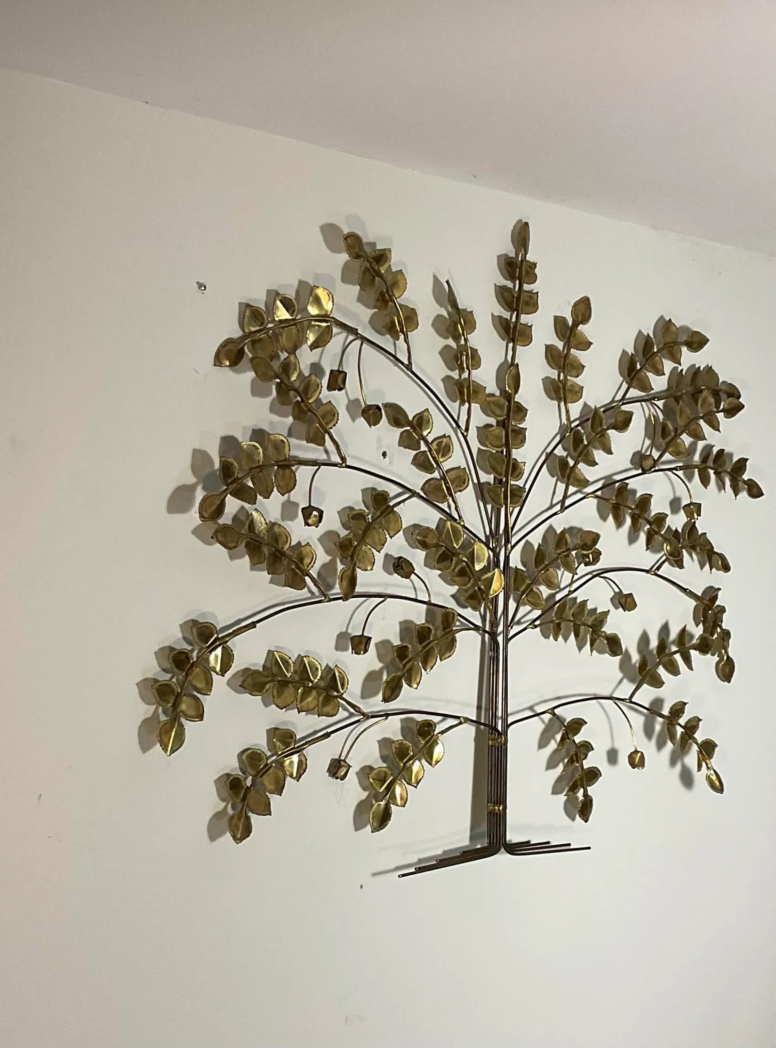Brutalist Brass Steel Tree Wall Sculpture Vintage Mid Century - 2