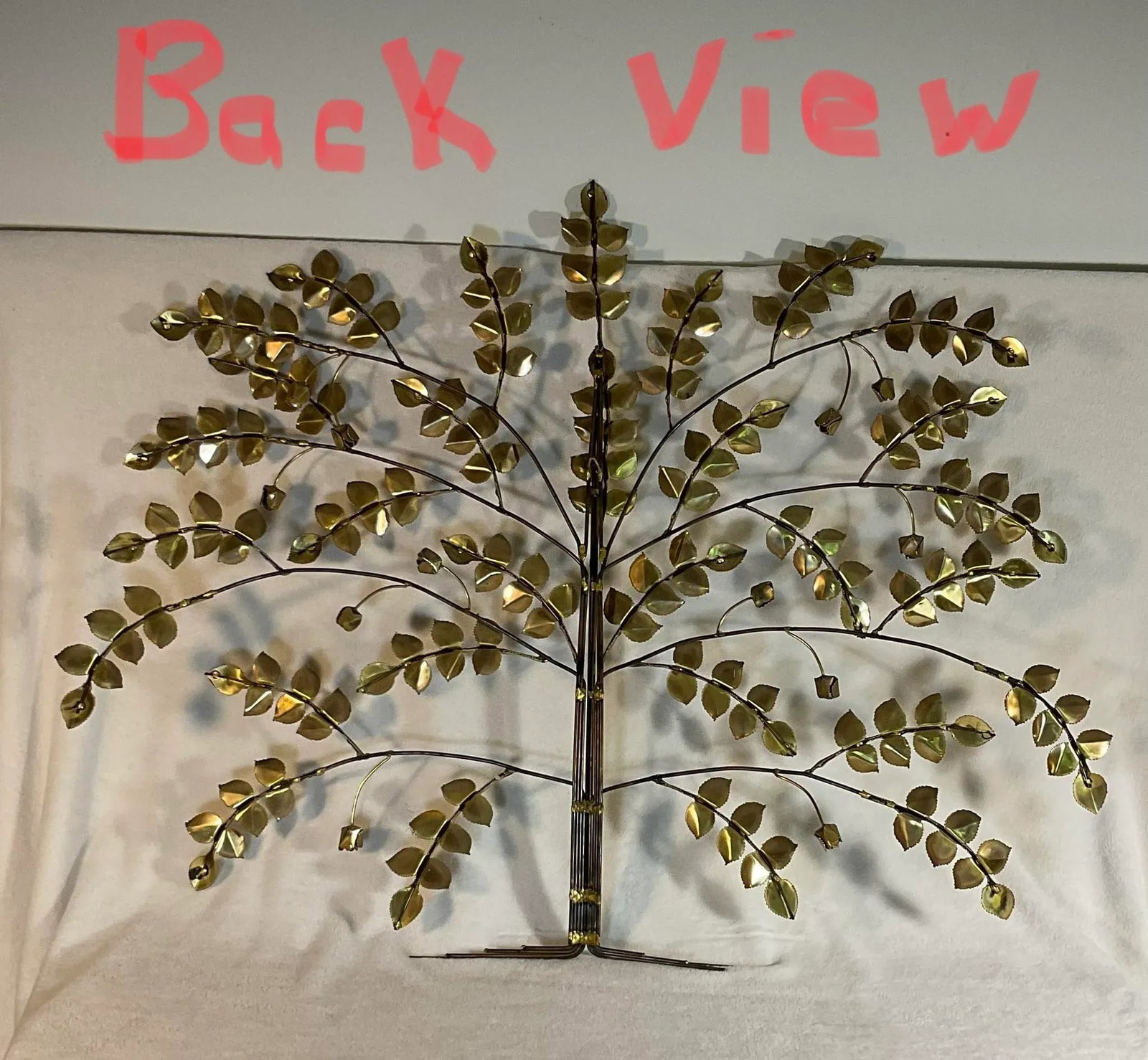 Brutalist Brass Steel Tree Wall Sculpture Vintage Mid Century - 3
