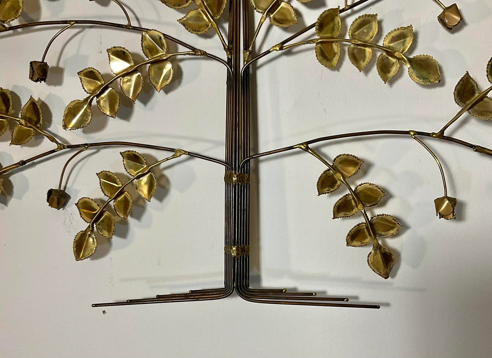 Brutalist Brass Steel Tree Wall Sculpture Vintage Mid Century - 4
