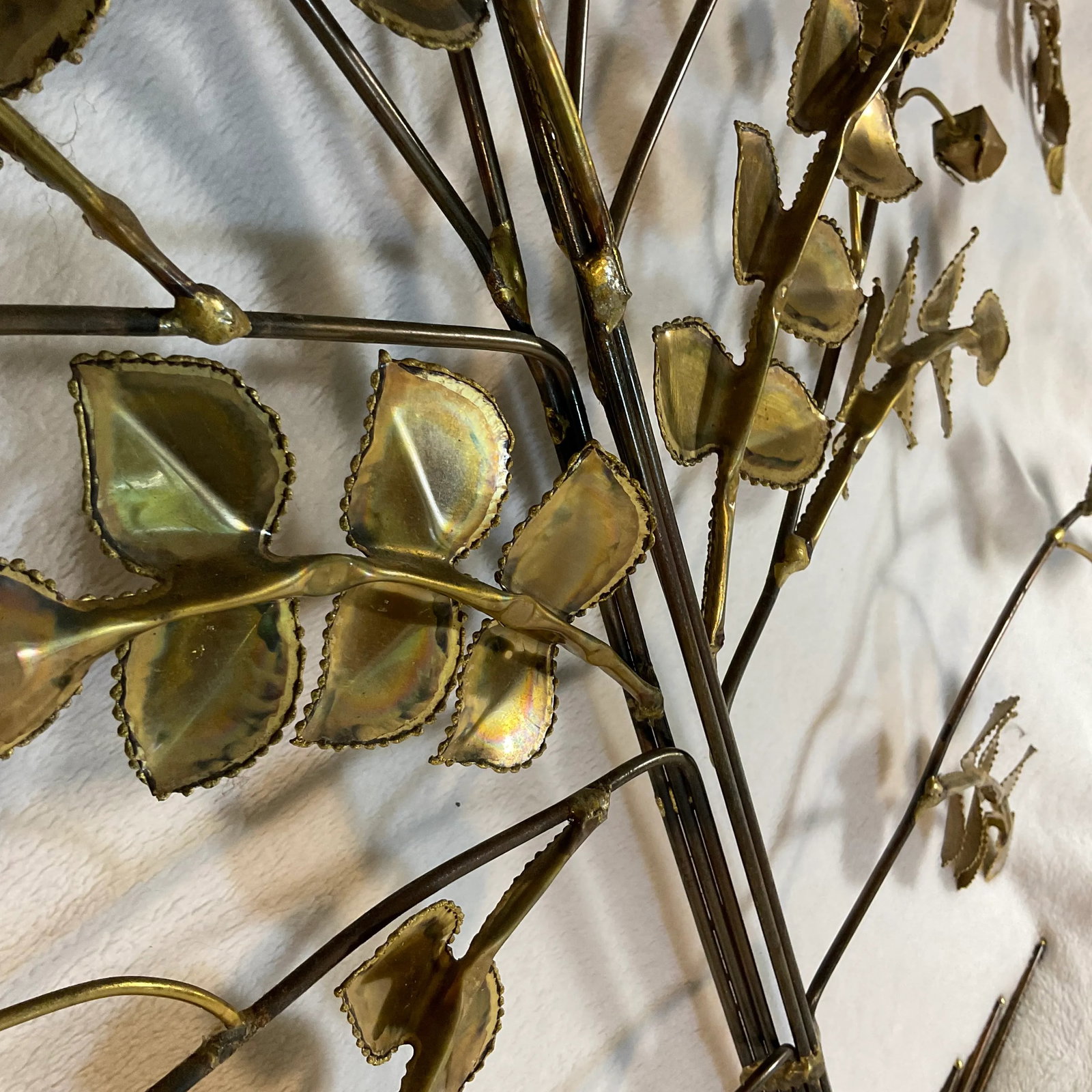 Brutalist Brass Steel Tree Wall Sculpture Vintage Mid Century - 8