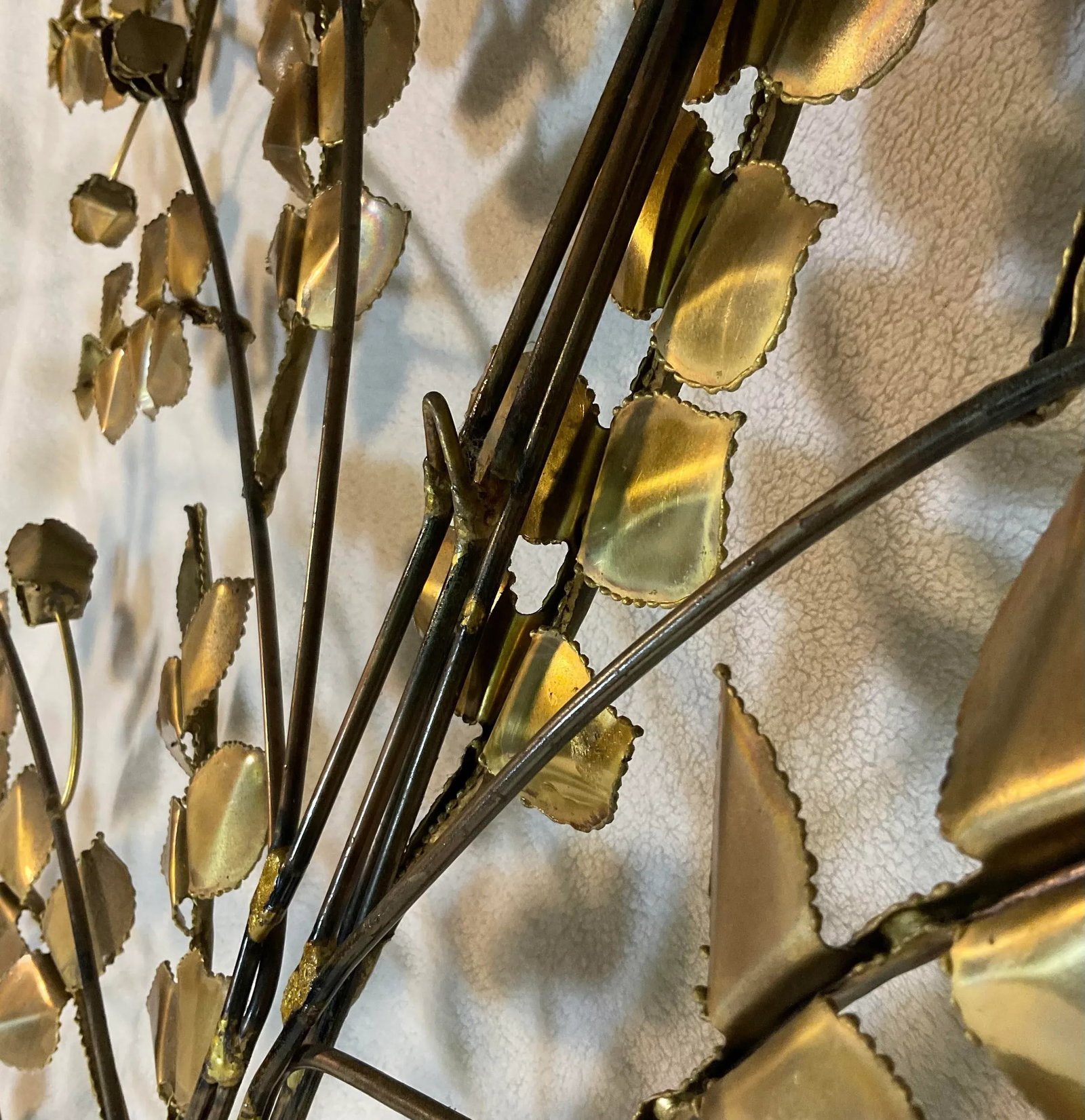 Brutalist Brass Steel Tree Wall Sculpture Vintage Mid Century - 9