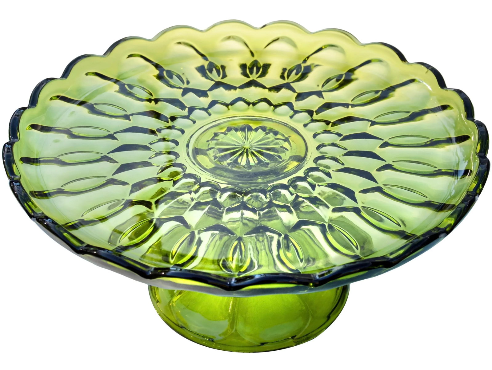 Mid-Century Textured Glass Art Green Tray - 3