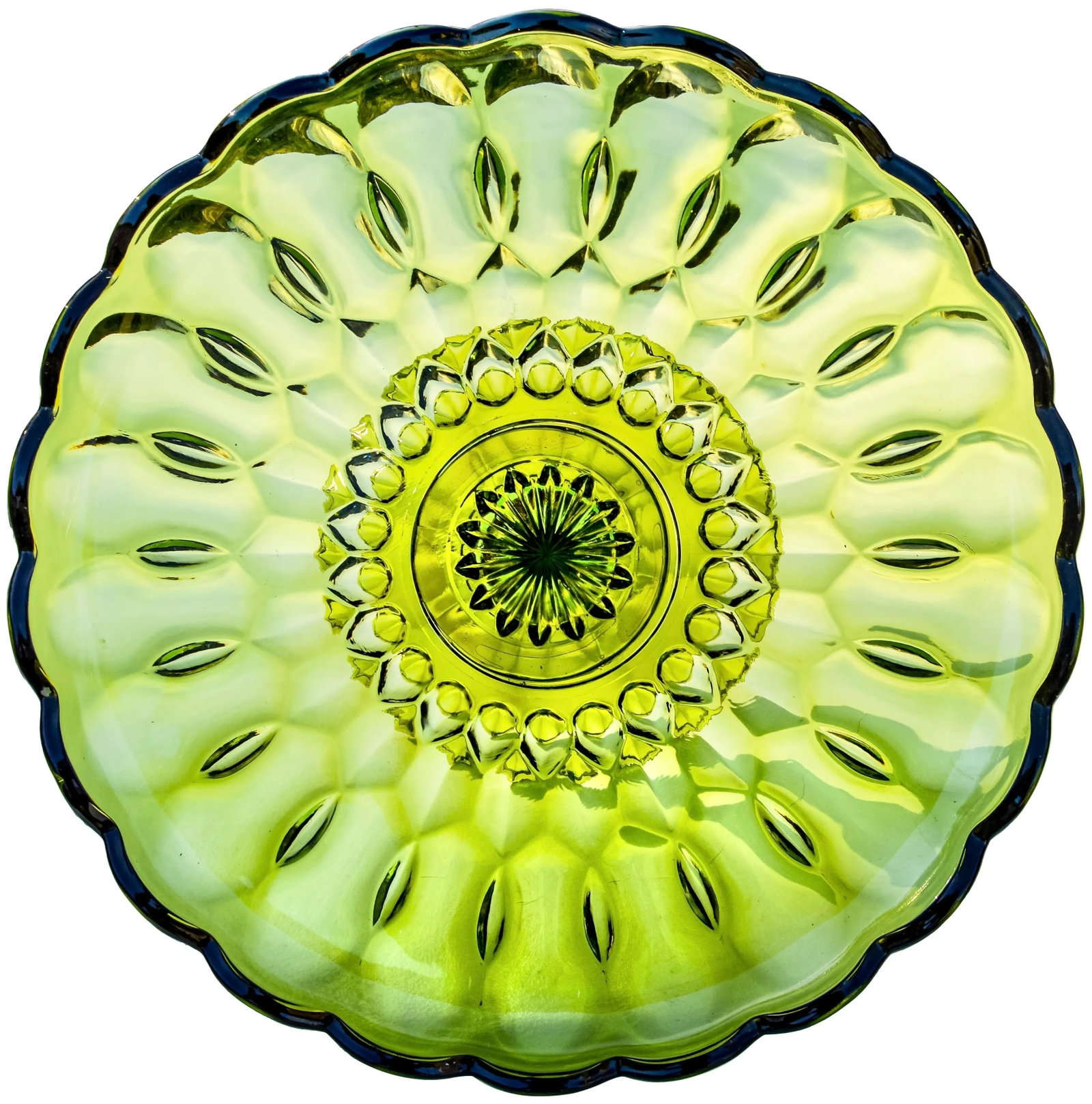 Mid-Century Textured Glass Art Green Tray - 4