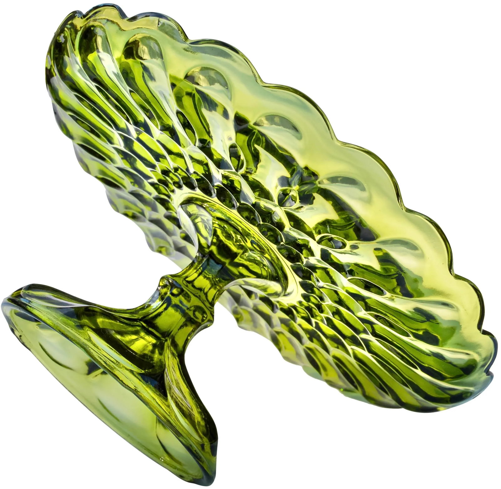 Mid-Century Textured Glass Art Green Tray - 5